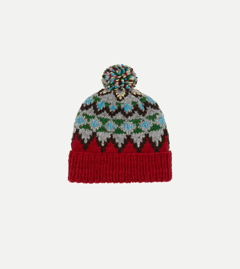 Chamula Red Fairisle Merino Knit Cap
