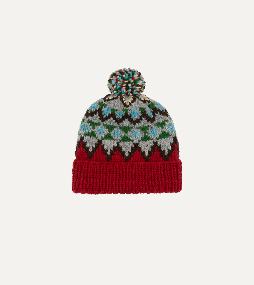 Chamula Red Fairisle Merino Knit Cap