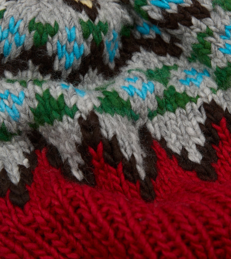 Chamula Red Fairisle Merino Knit Cap