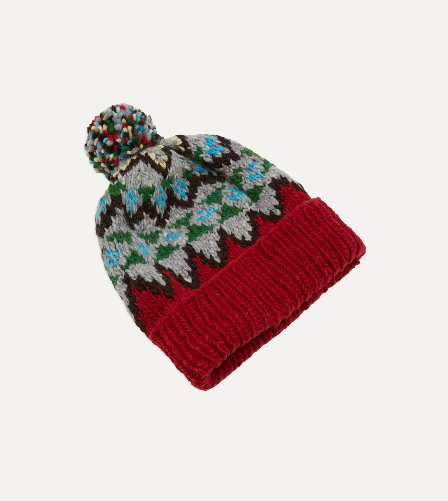 Chamula Red Fairisle Merino Knit Cap