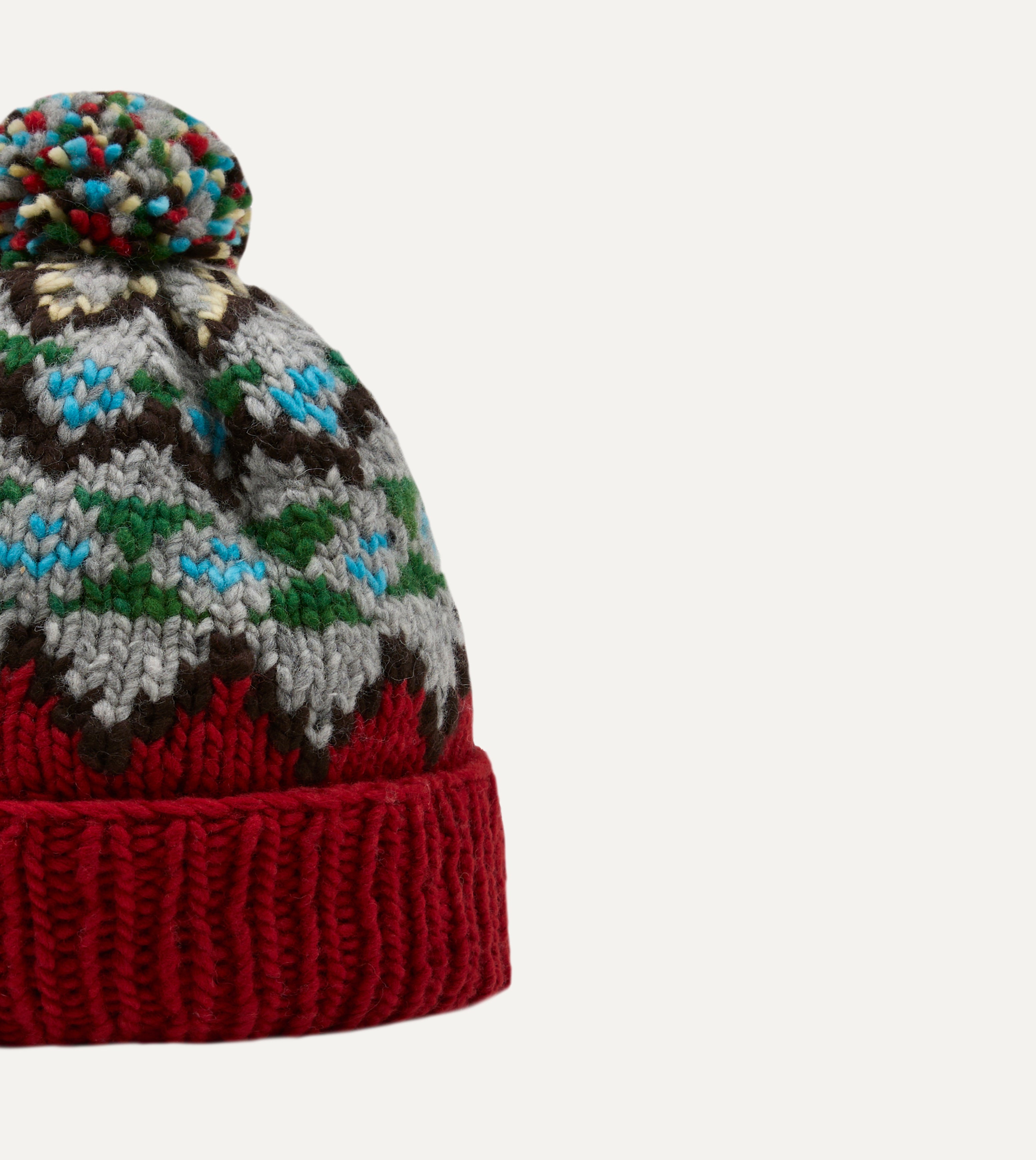 Chamula Red Fairisle Merino Knit Cap