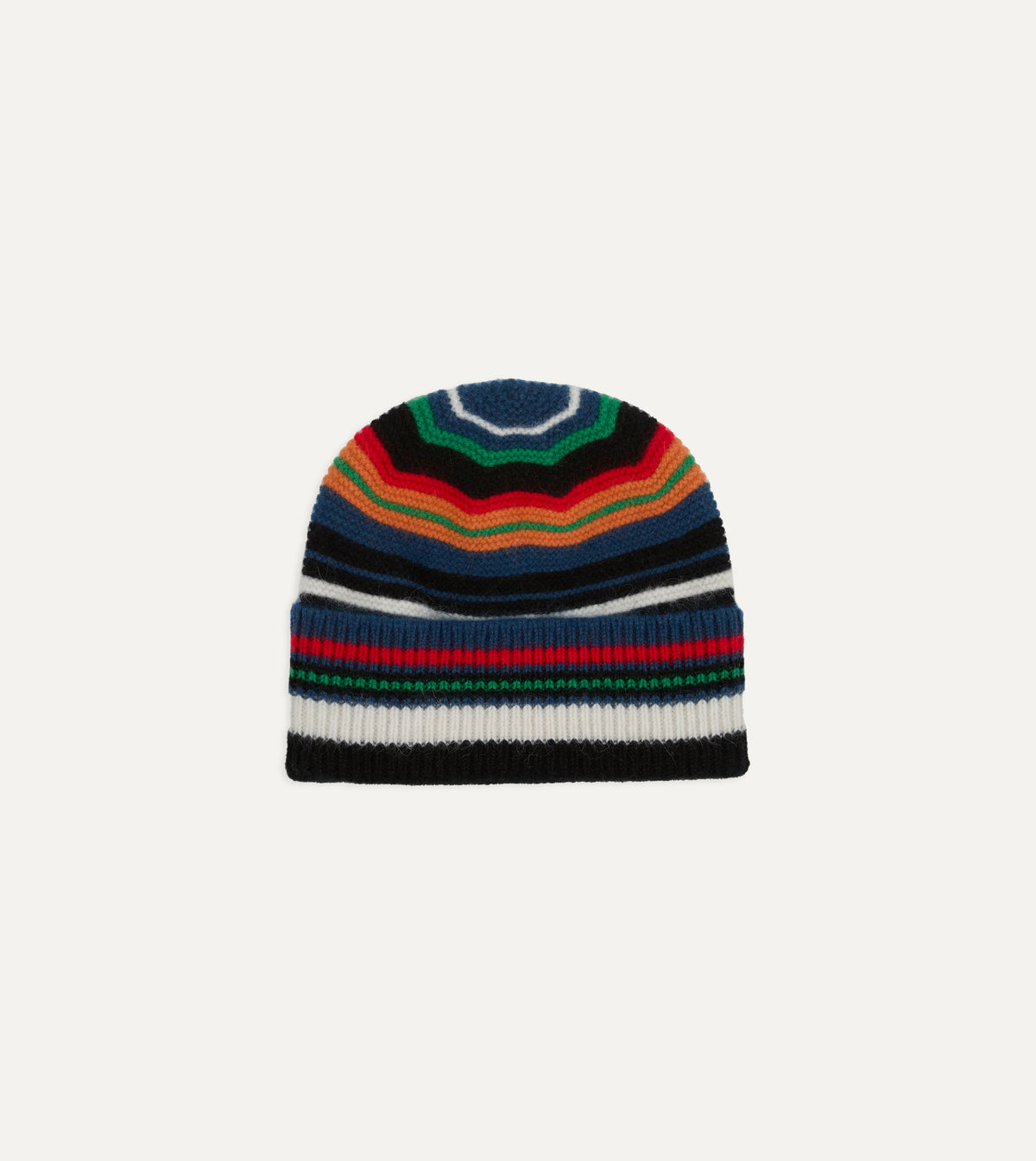 Red and Orange Multi Stripe Geelongora Purl Stitch Knit Cap
