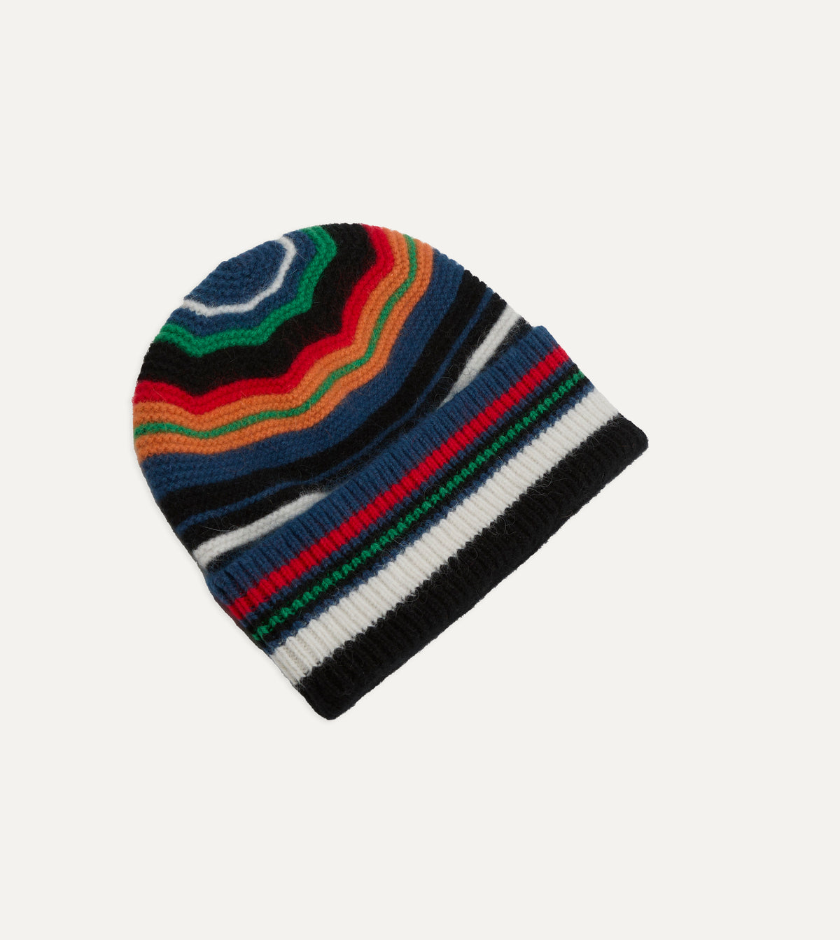 Red and Orange Multi Stripe Geelongora Purl Stitch Knit Cap