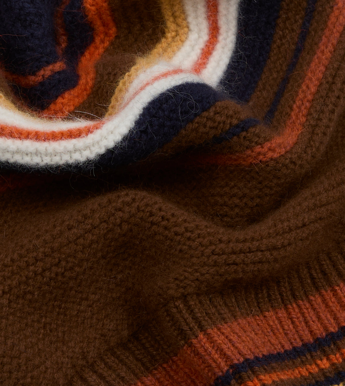 Brown and Yellow Multi Stripe Geelongora Purl Stitch Knit Cap