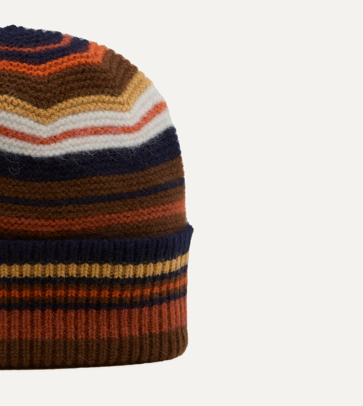 Brown and Yellow Multi Stripe Geelongora Purl Stitch Knit Cap