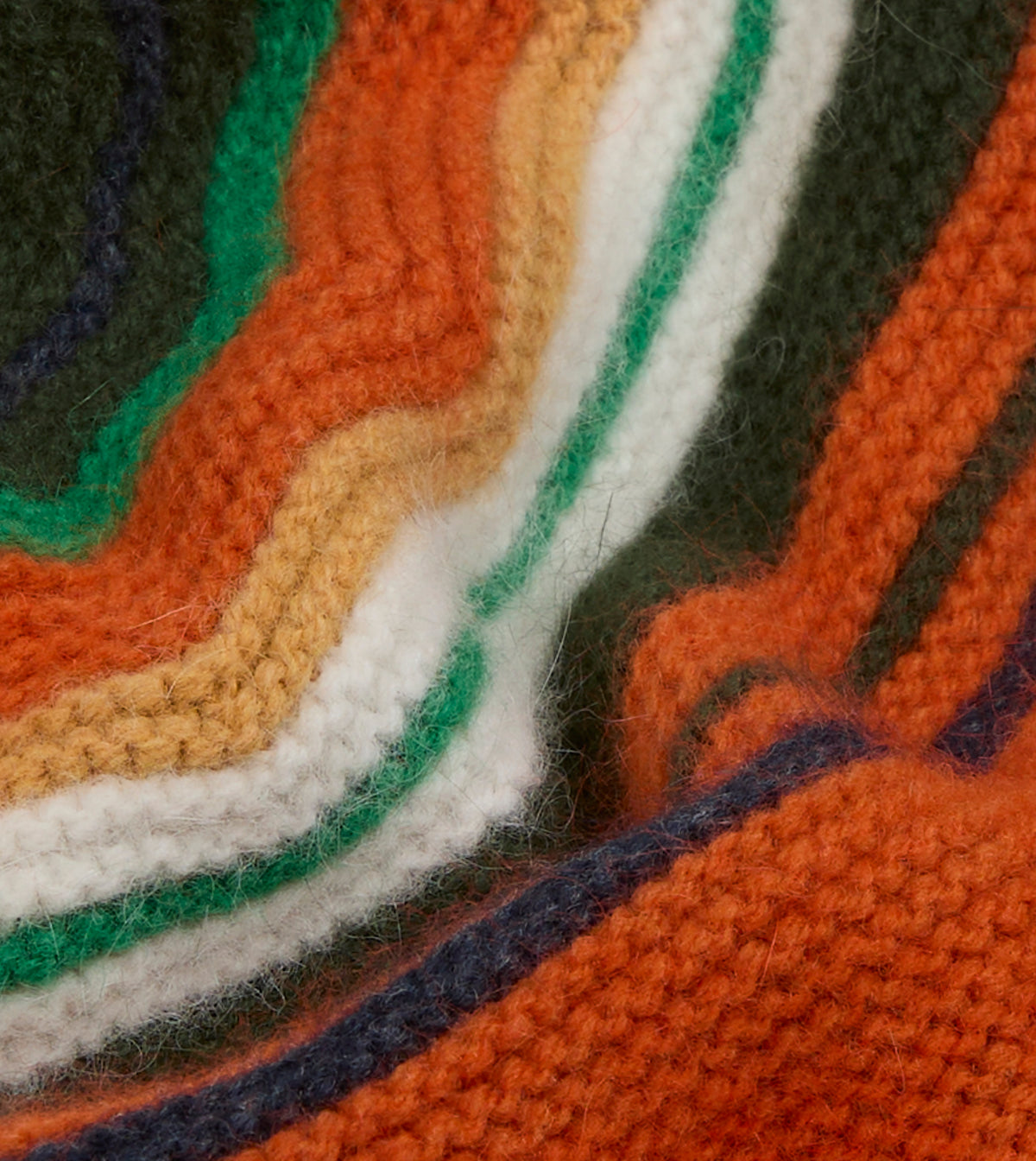 Orange and Green Multi Stripe Geelongora Purl Stitch Knit Cap