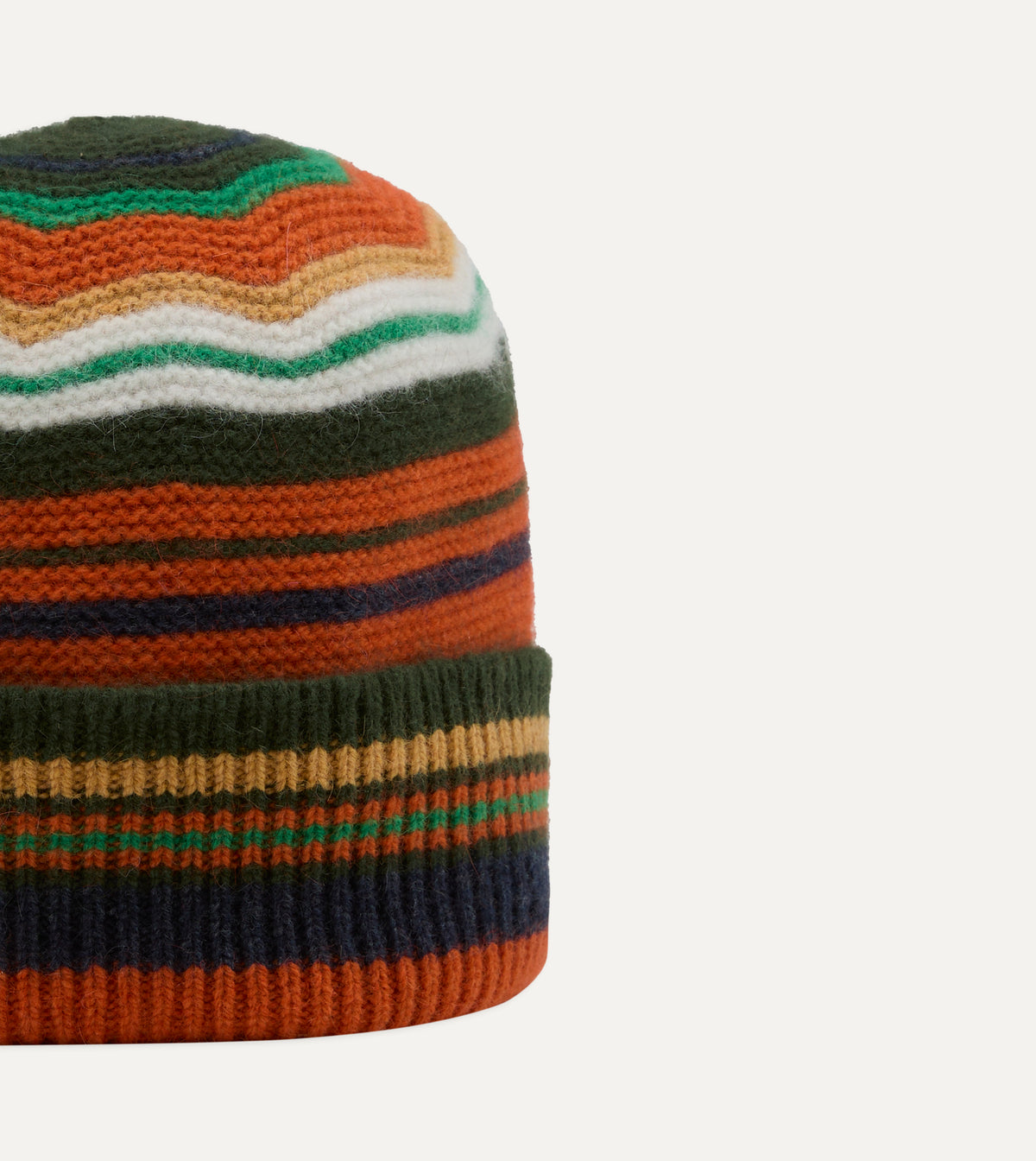 Orange and Green Multi Stripe Geelongora Purl Stitch Knit Cap