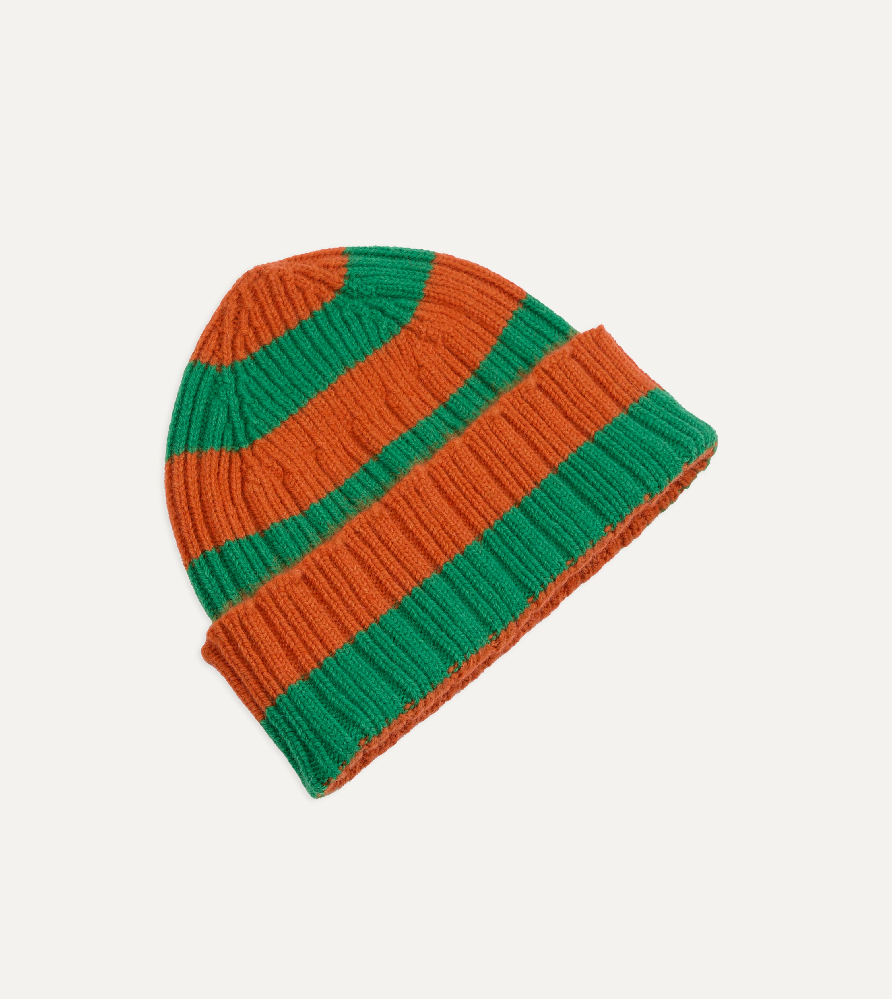 Orange and Green Stripe Geelongora Ribbed Knit Cap