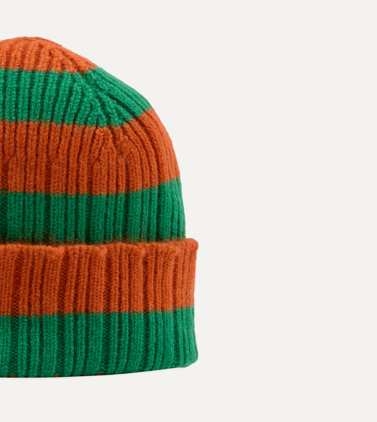 Orange and Green Stripe Geelongora Ribbed Knit Cap