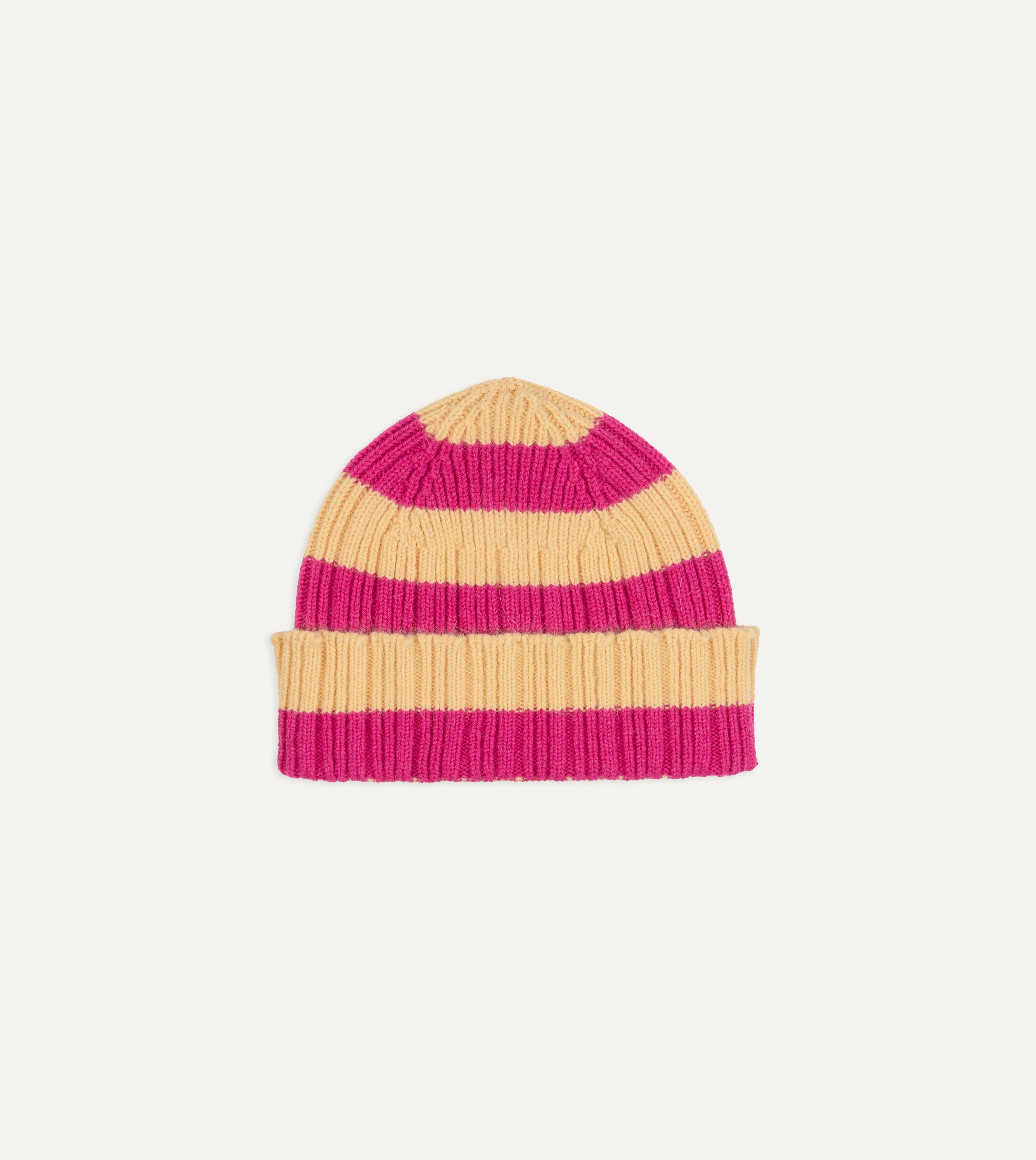 Pink and Yellow Stripe Geelongora Ribbed Knit Cap