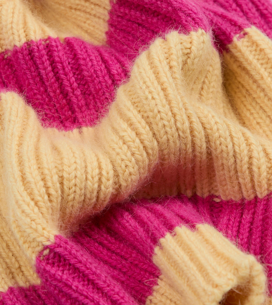 Pink and Yellow Stripe Geelongora Ribbed Knit Cap