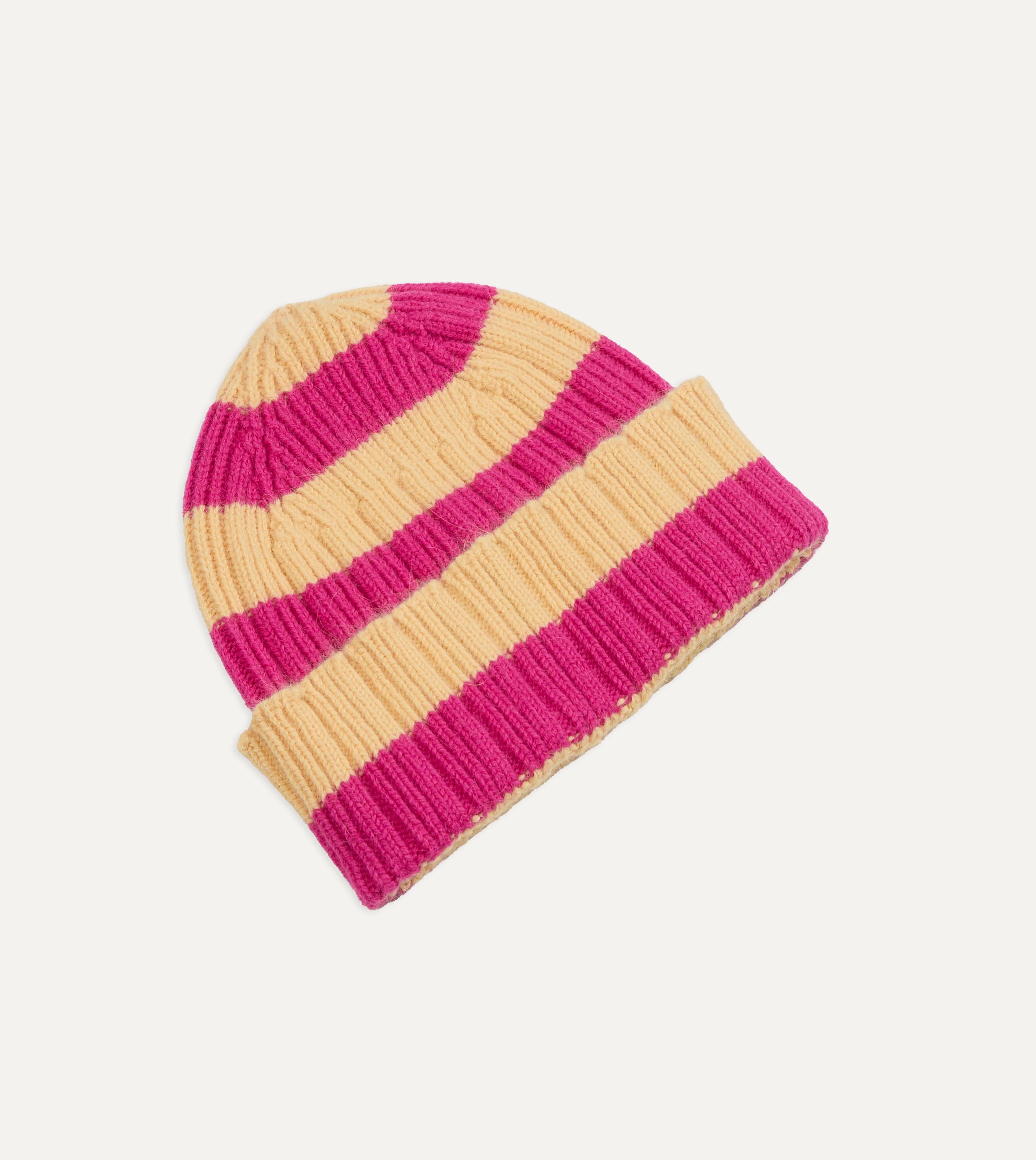 Pink and Yellow Stripe Geelongora Ribbed Knit Cap