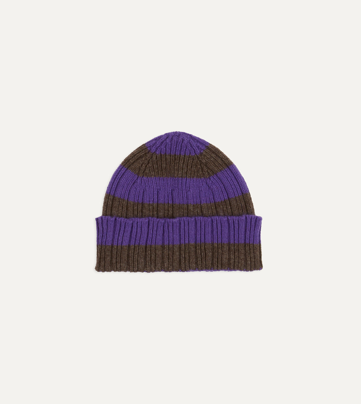Purple and Brown Stripe Geelongora Ribbed Knit Cap