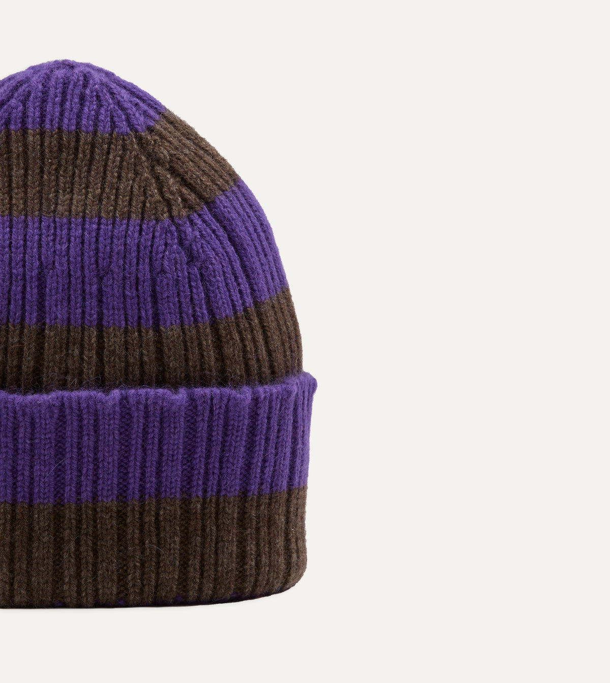 Purple and Brown Stripe Geelongora Ribbed Knit Cap