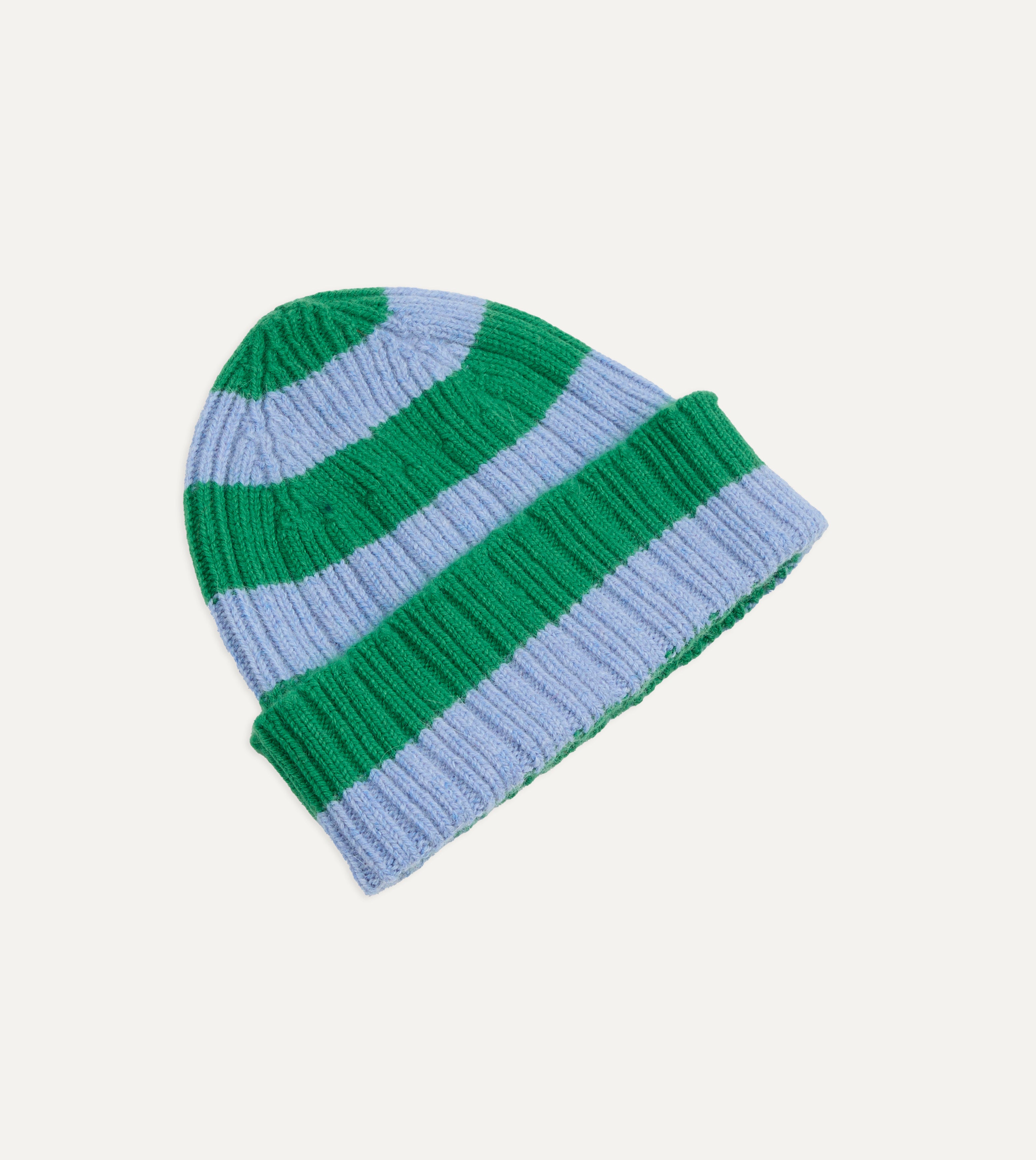 Green and Blue Stripe Geelongora Ribbed Knit Cap