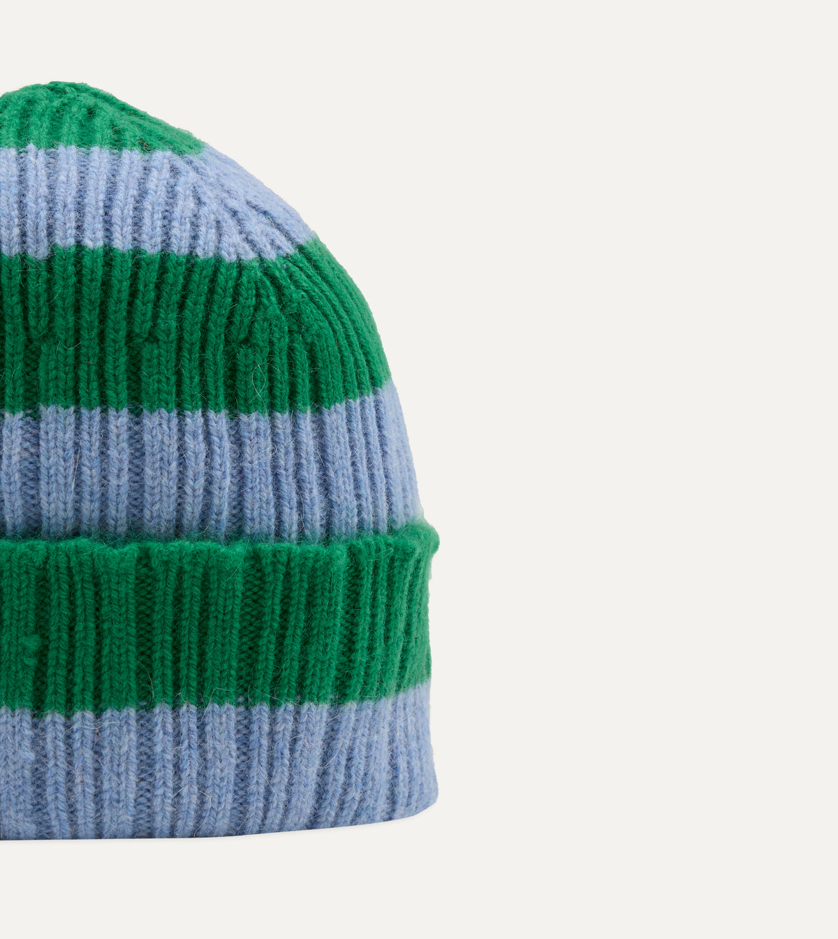 Green and Blue Stripe Geelongora Ribbed Knit Cap