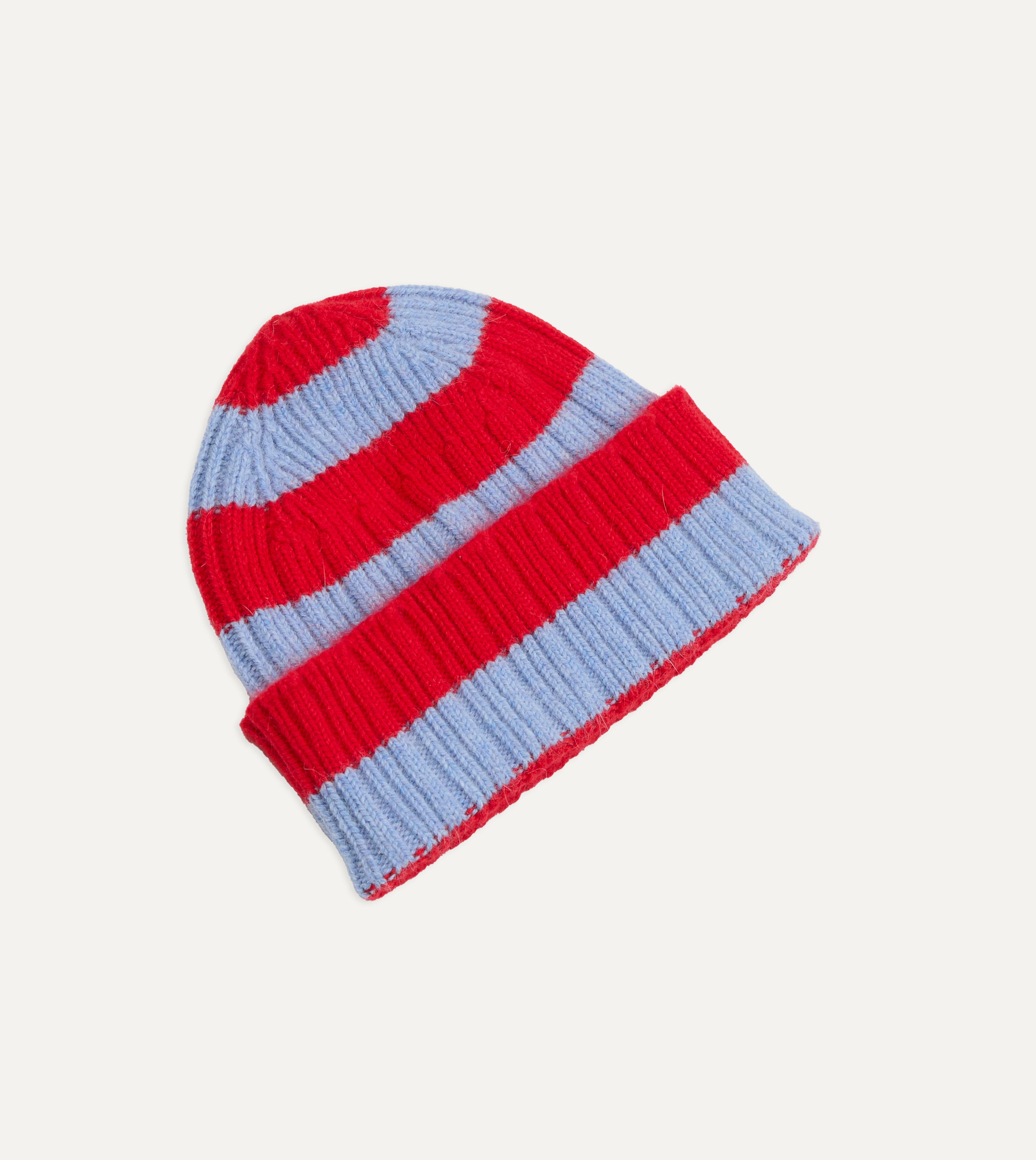 Red and Blue Stripe Geelongora Ribbed Knit Cap