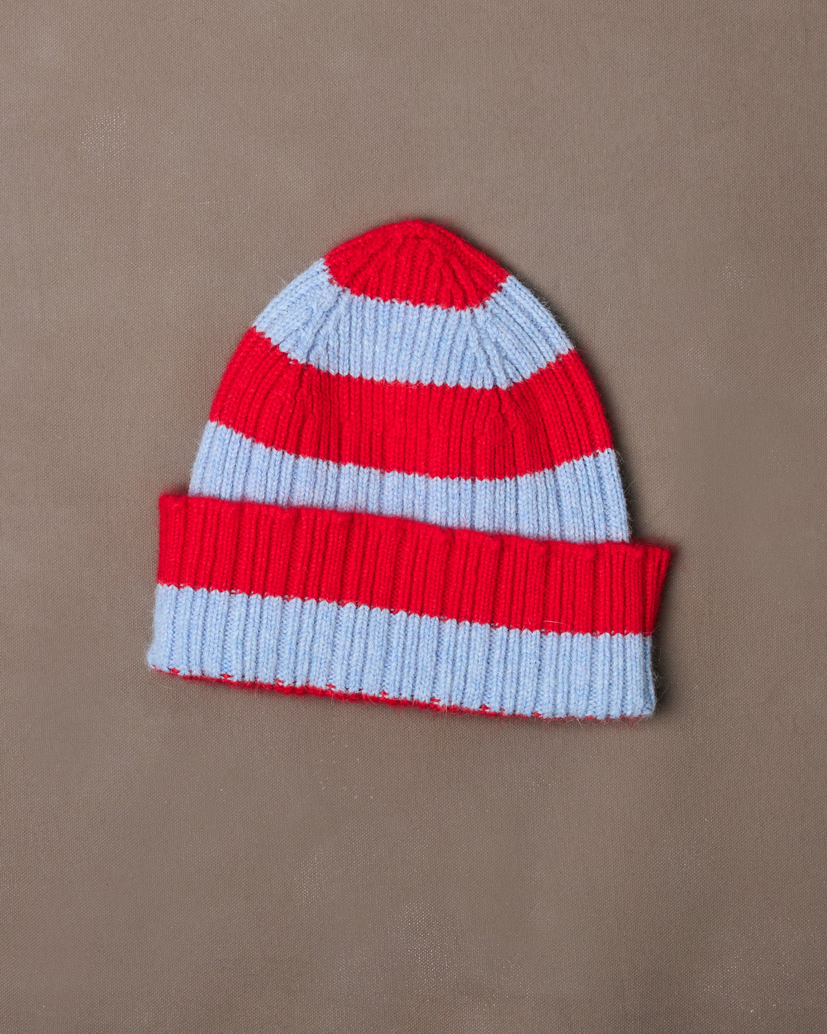 Red and Blue Stripe Geelongora Ribbed Knit Cap