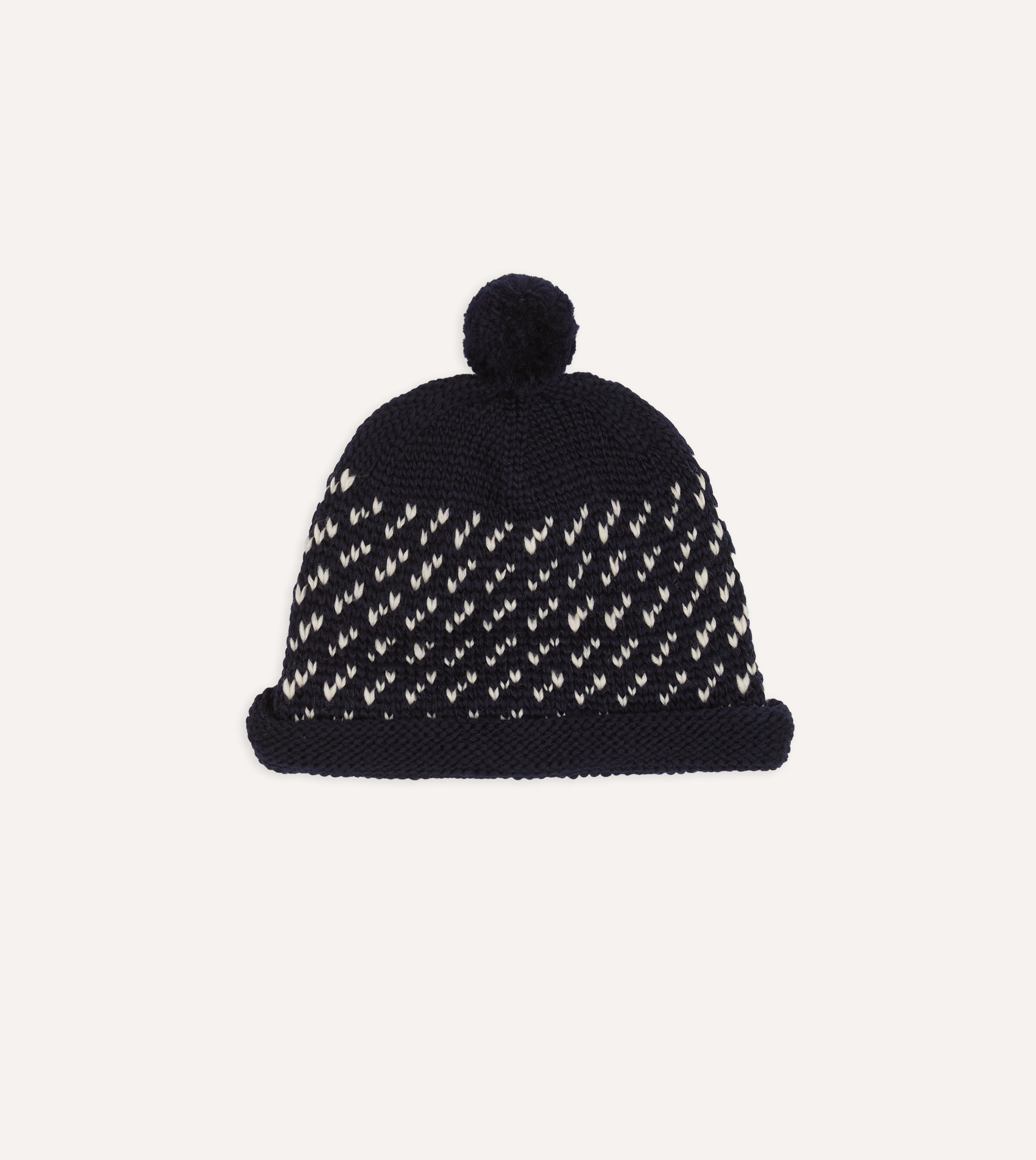 Câbleami Navy Birdseye Wool Pom Watch Cap
