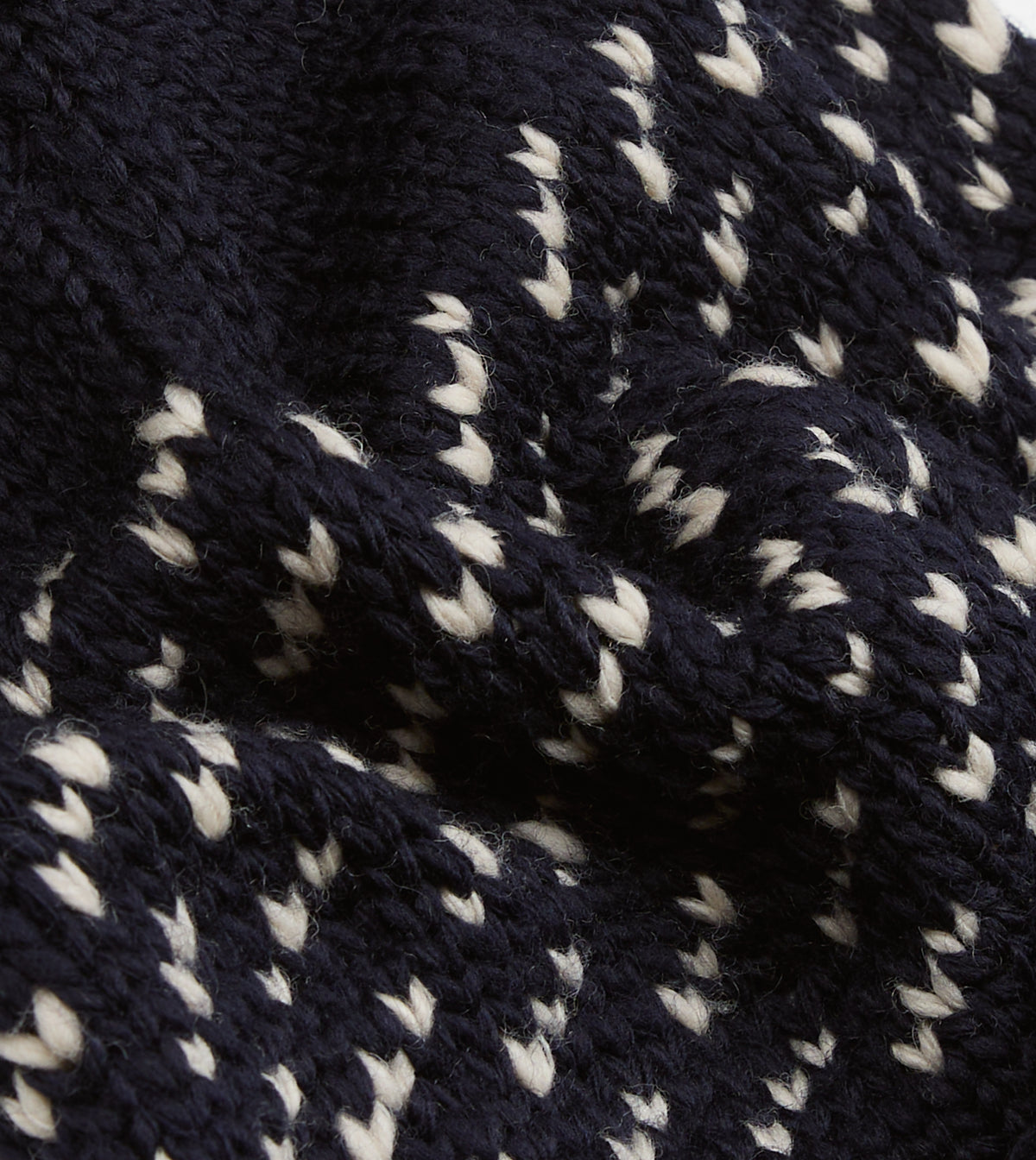 Câbleami Navy Birdseye Wool Pom Watch Cap