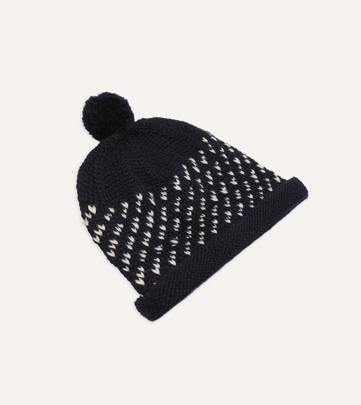 Câbleami Navy Birdseye Wool Pom Watch Cap