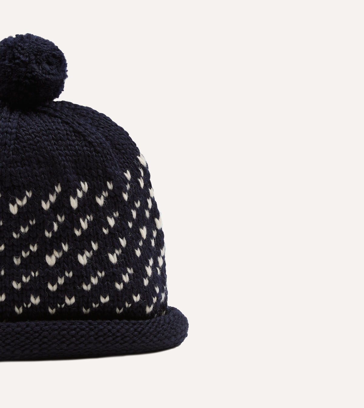 Câbleami Navy Birdseye Wool Pom Watch Cap