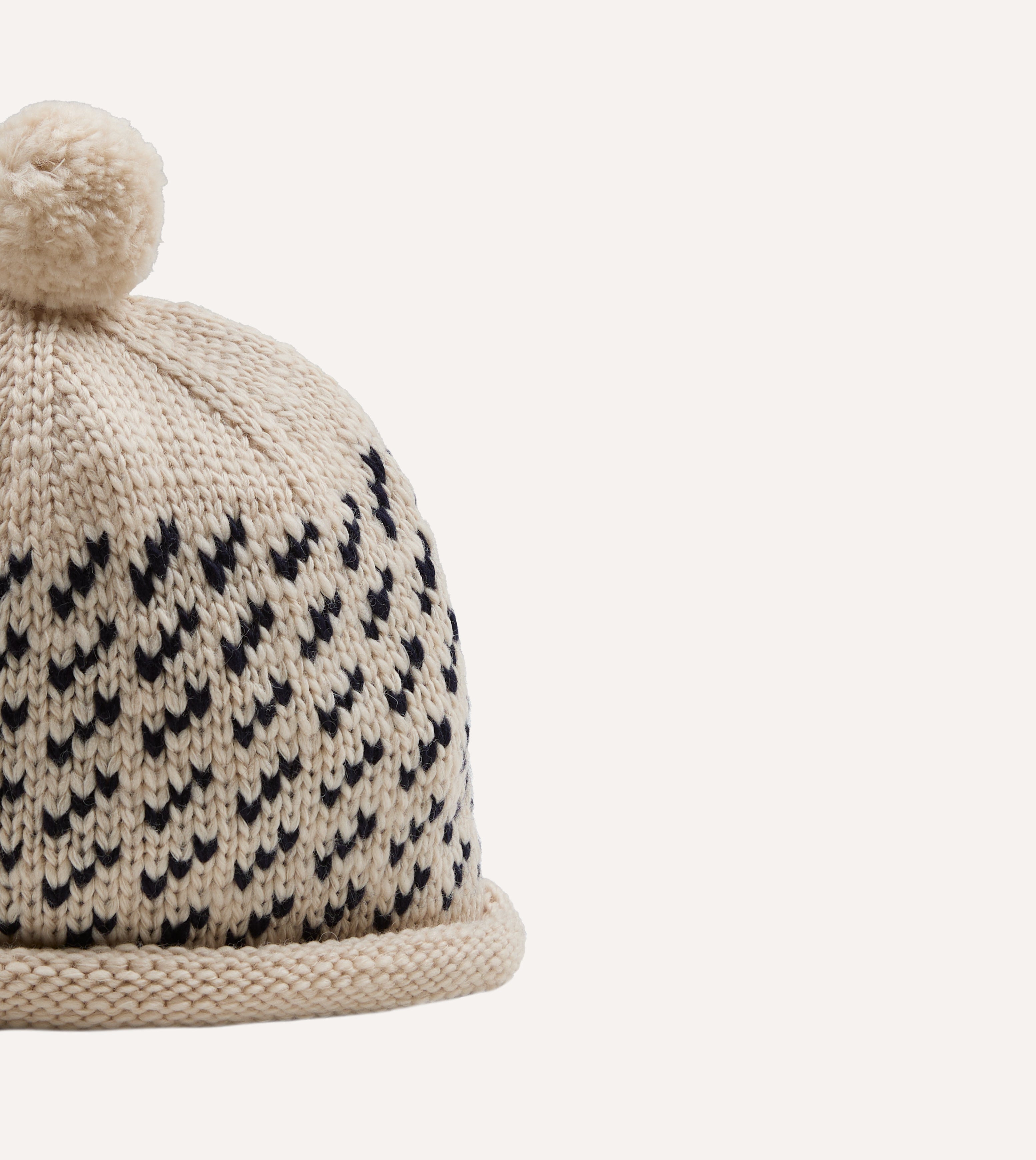 Câbleami Ecru Birdseye Wool Pom Watch Cap
