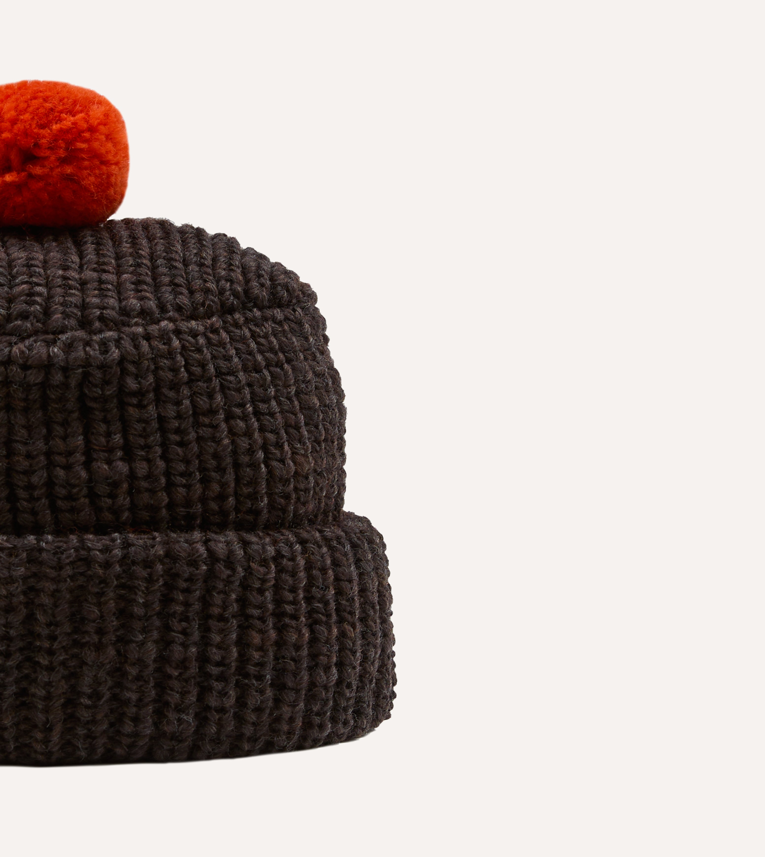 Câbleami Brown Wool Pom Watch Cap