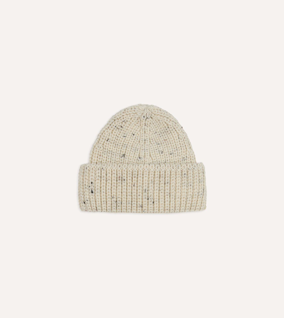 Ecru Wool Large Rib Knit Cap