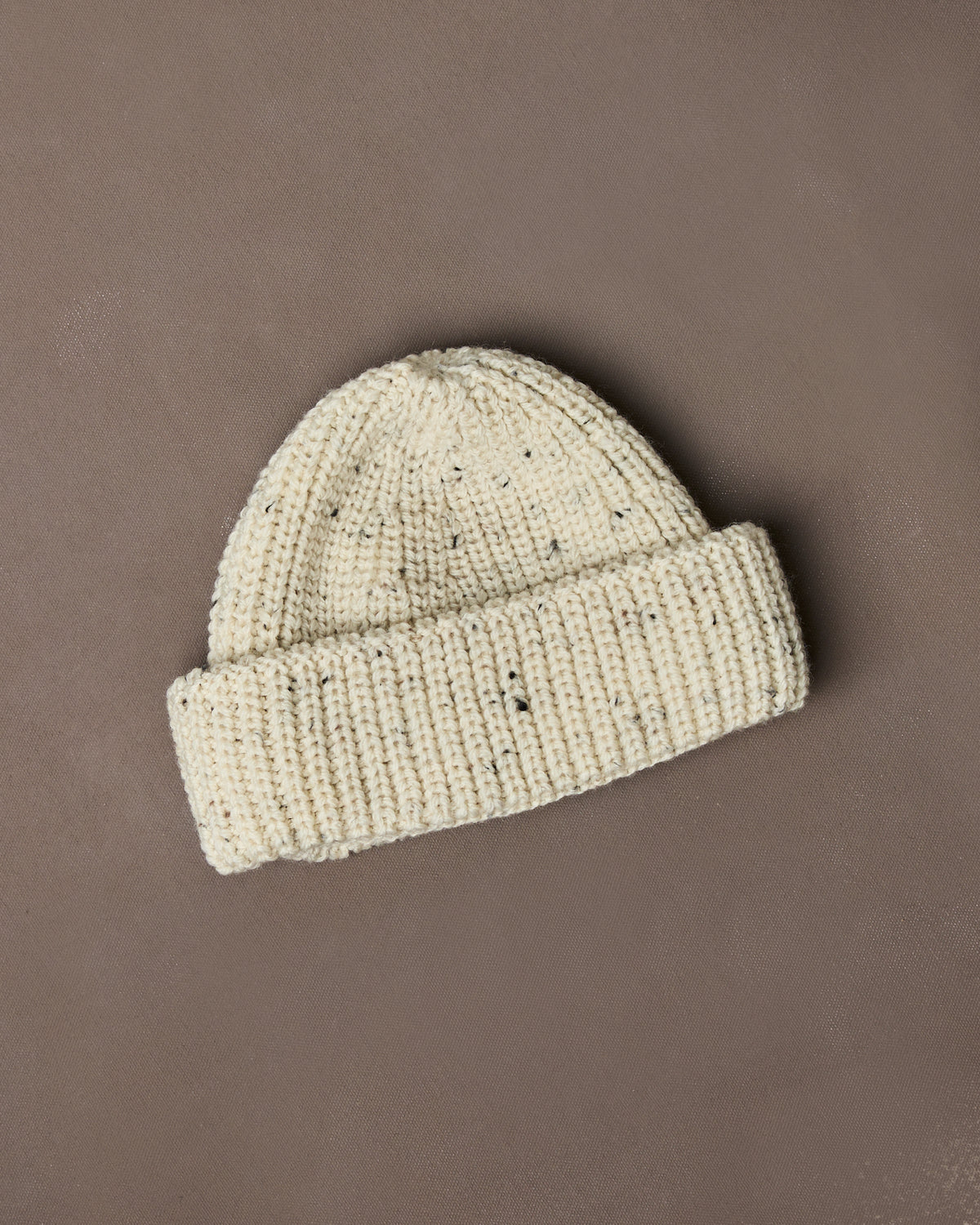 Ecru Wool Large Rib Knit Cap