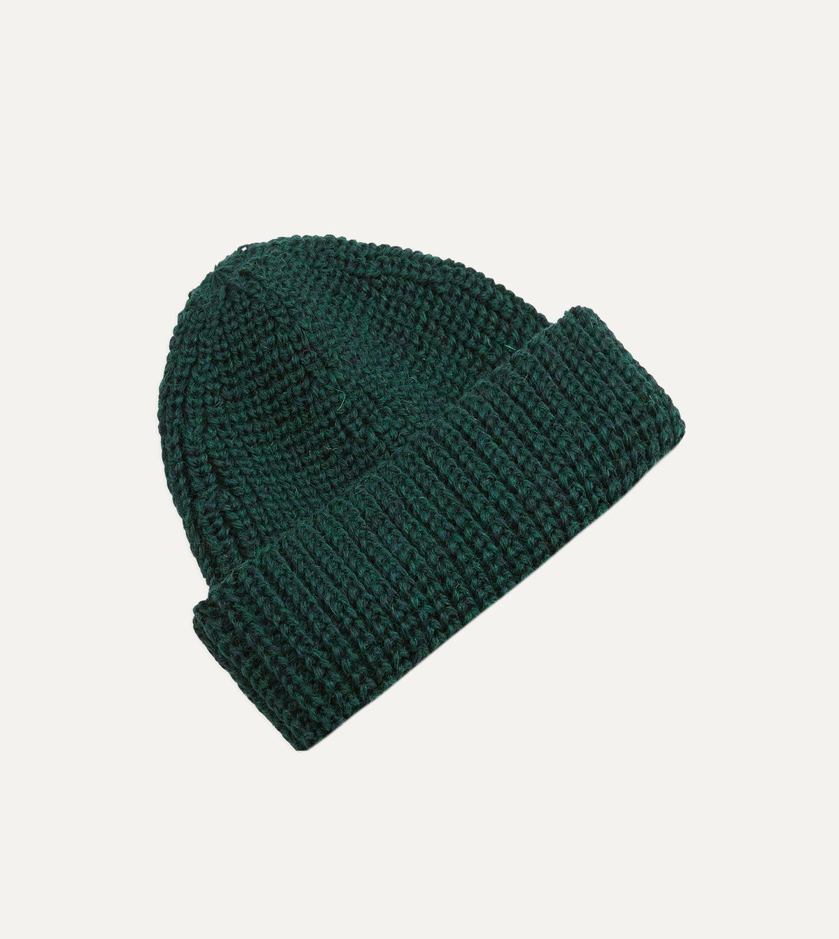 Green Wool Large Rib Knit Cap