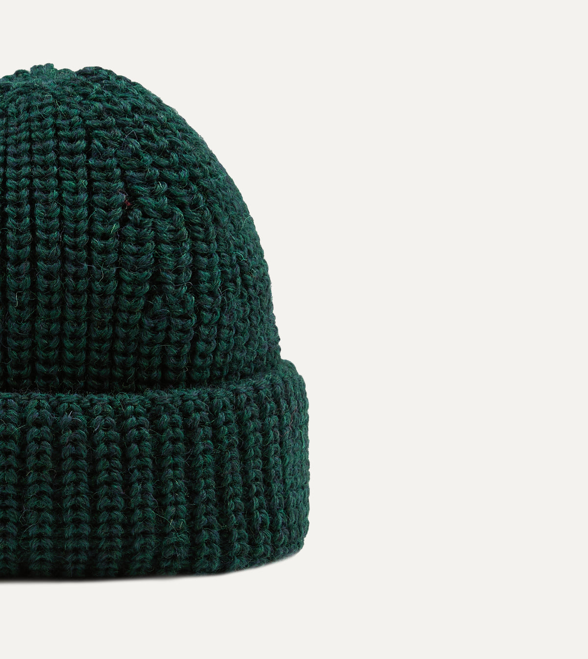 Green Wool Large Rib Knit Cap