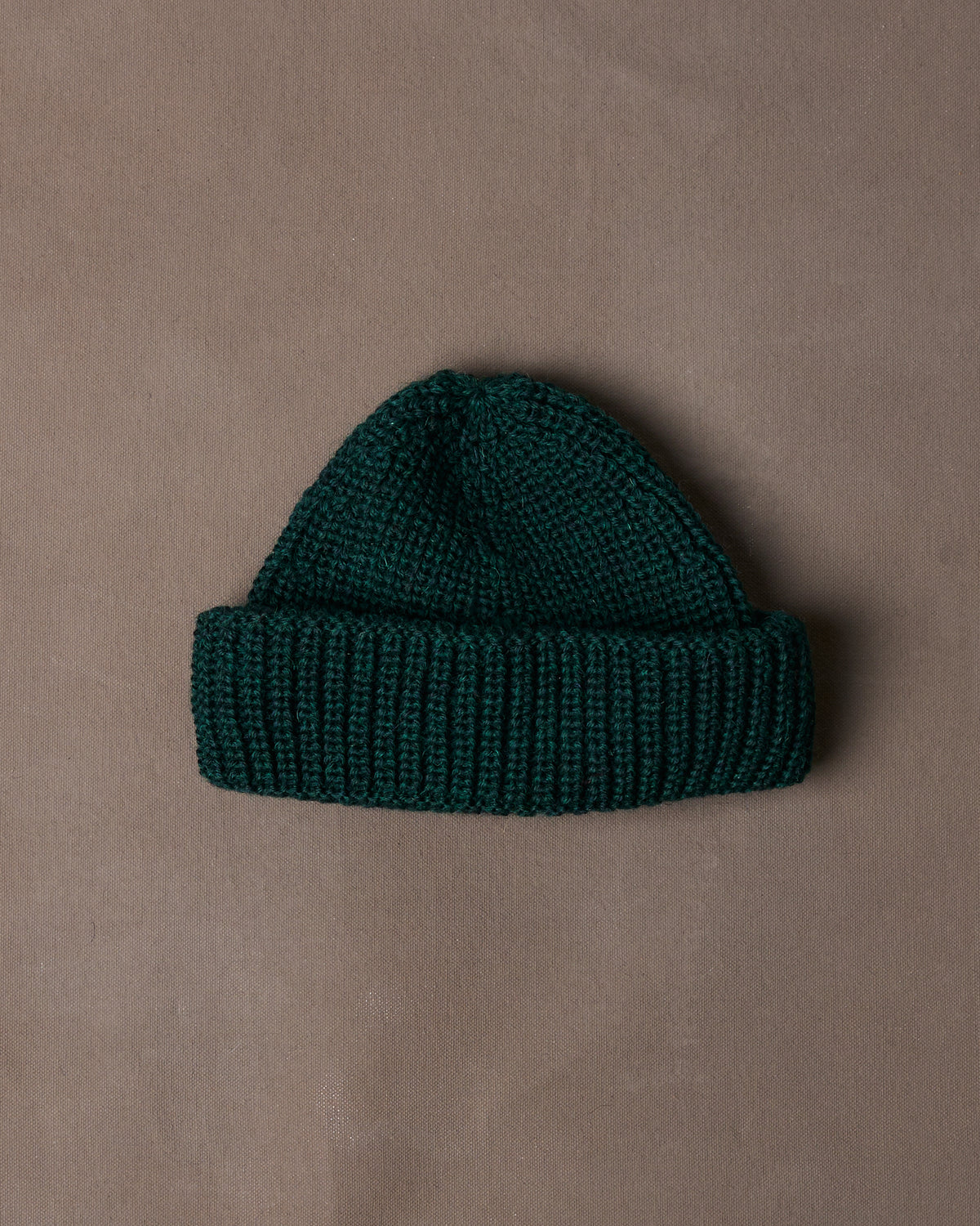 Green Wool Large Rib Knit Cap