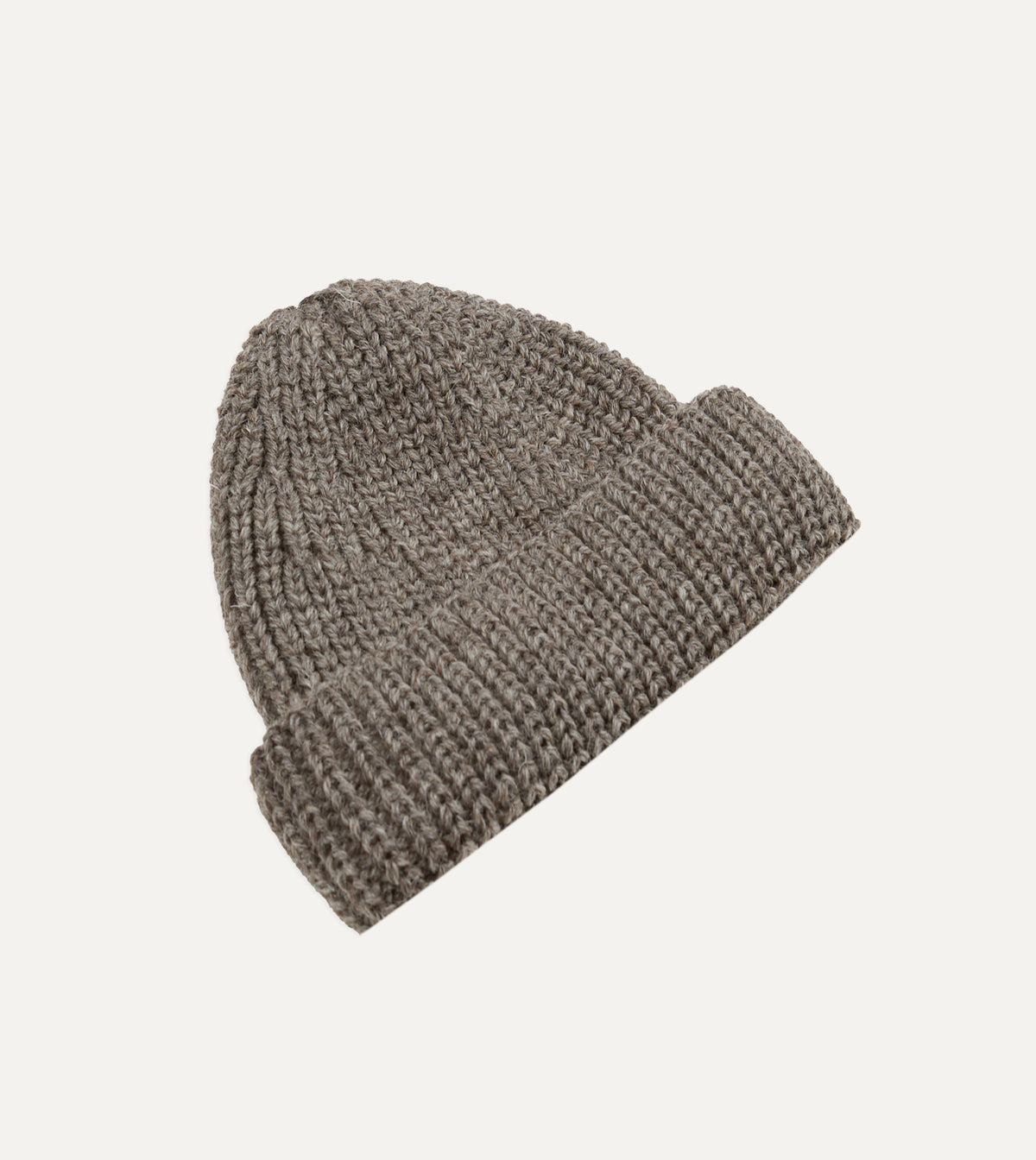 Grey Wool Large Rib Knit Cap