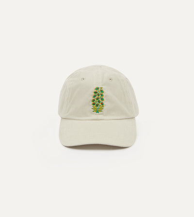 White Flowers Emblem Cotton Corduroy Baseball Cap – Drakes US