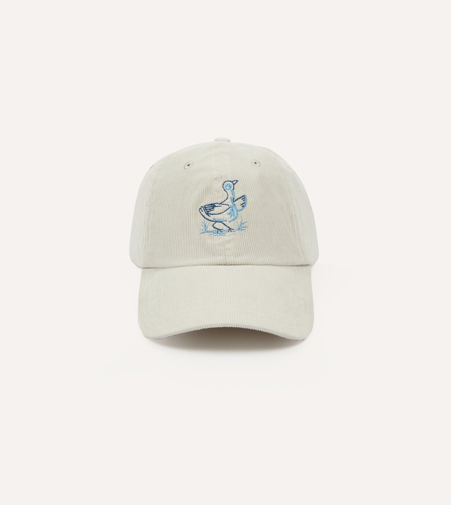 Antique White Duck Emblem Cotton Corduroy Baseball Cap