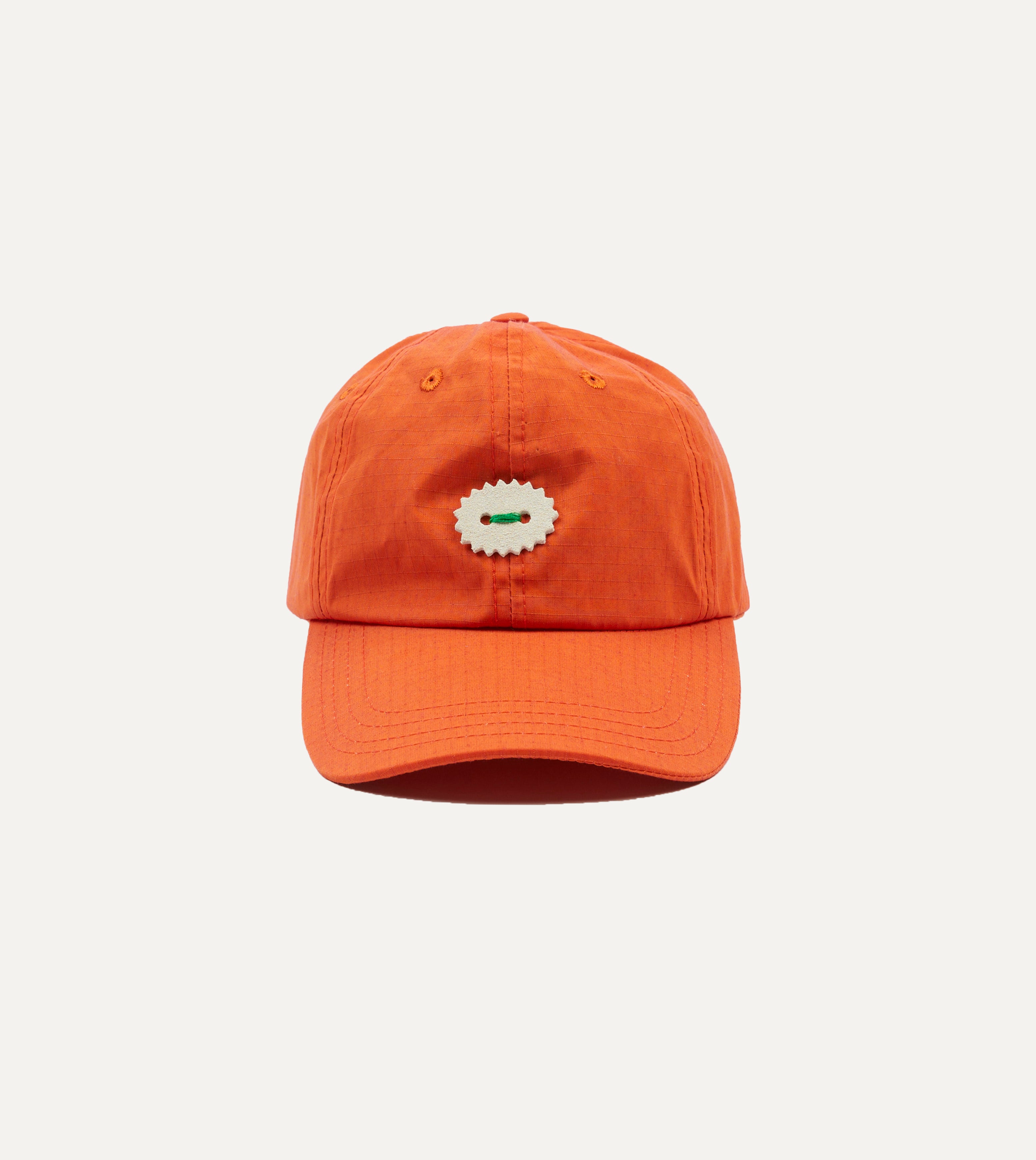 Orange Waxed Ripstop Cotton Baseball Cap Drakes US