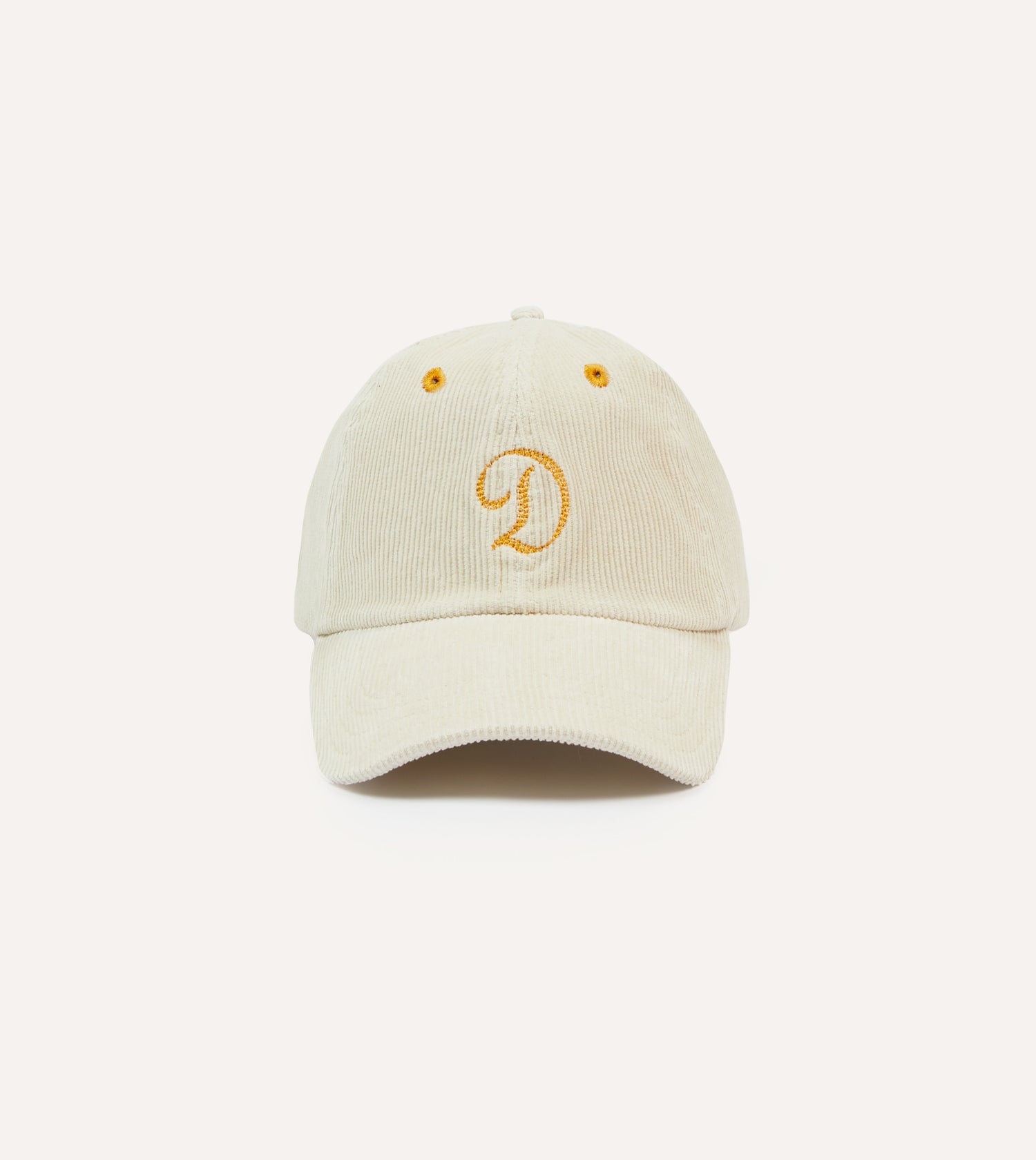 Ecru 'D' Emblem Cotton Corduroy Baseball Cap