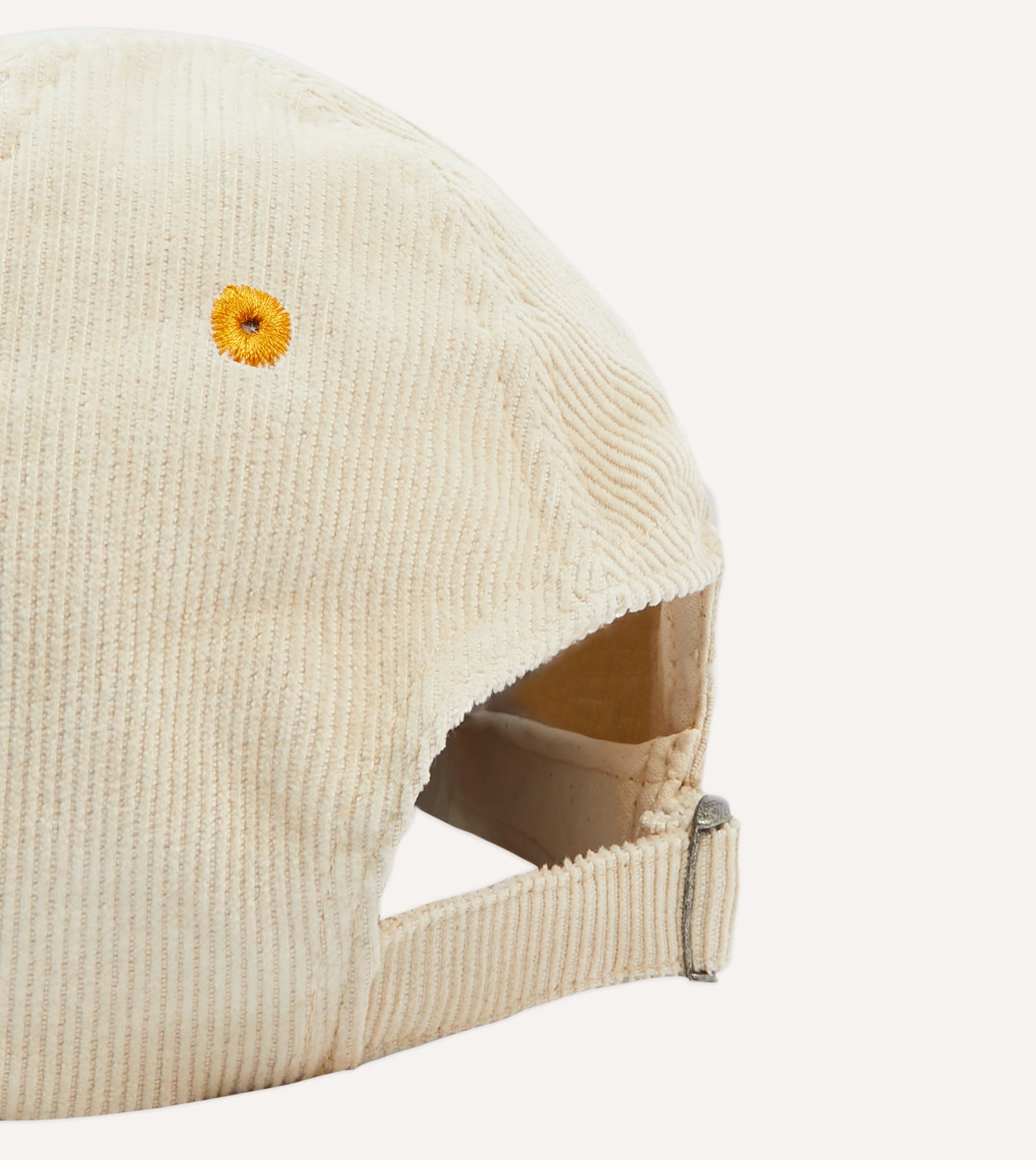 Ecru 'D' Emblem Cotton Corduroy Baseball Cap