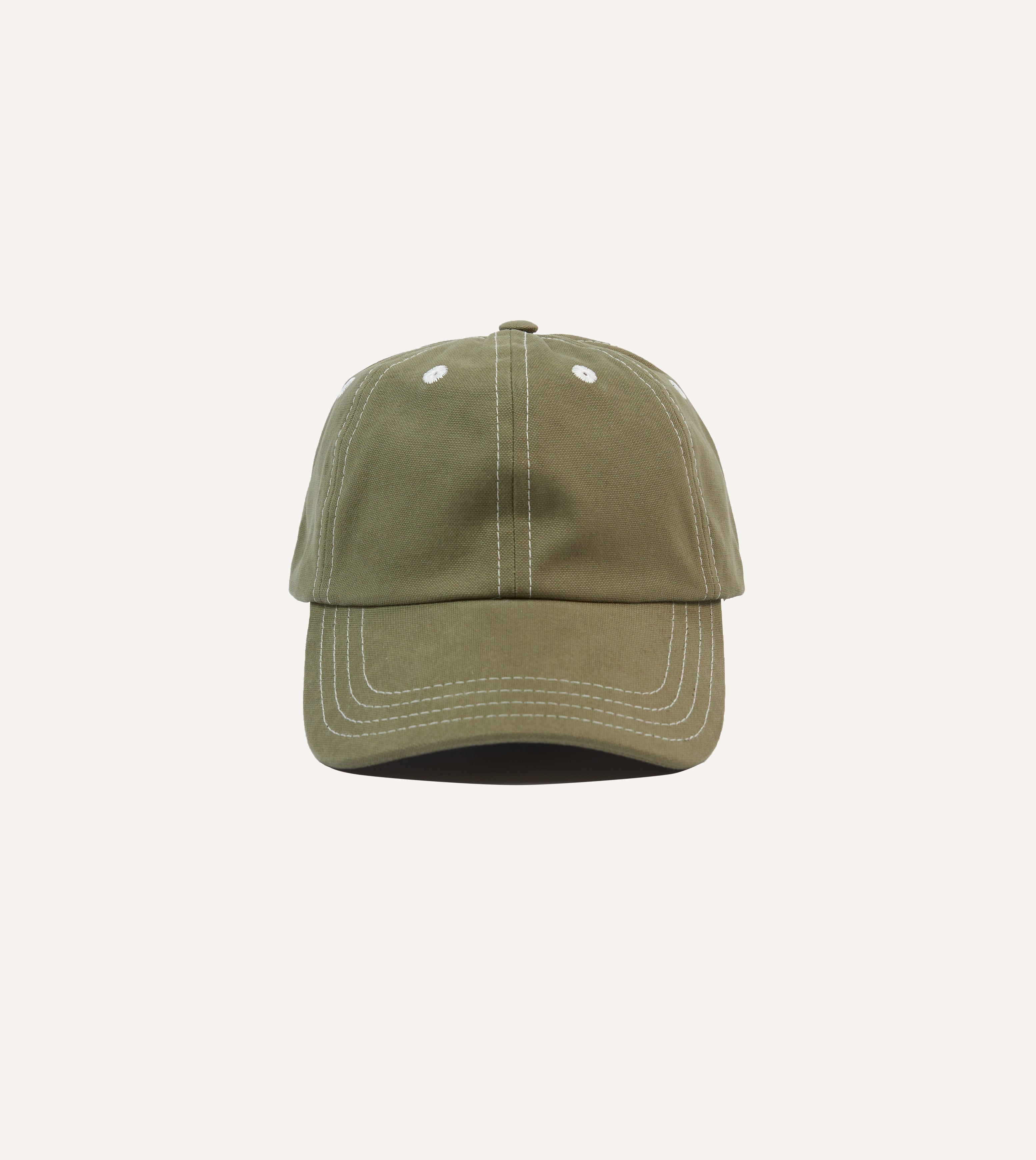 Green Cotton Contrast Stitch Baseball Cap