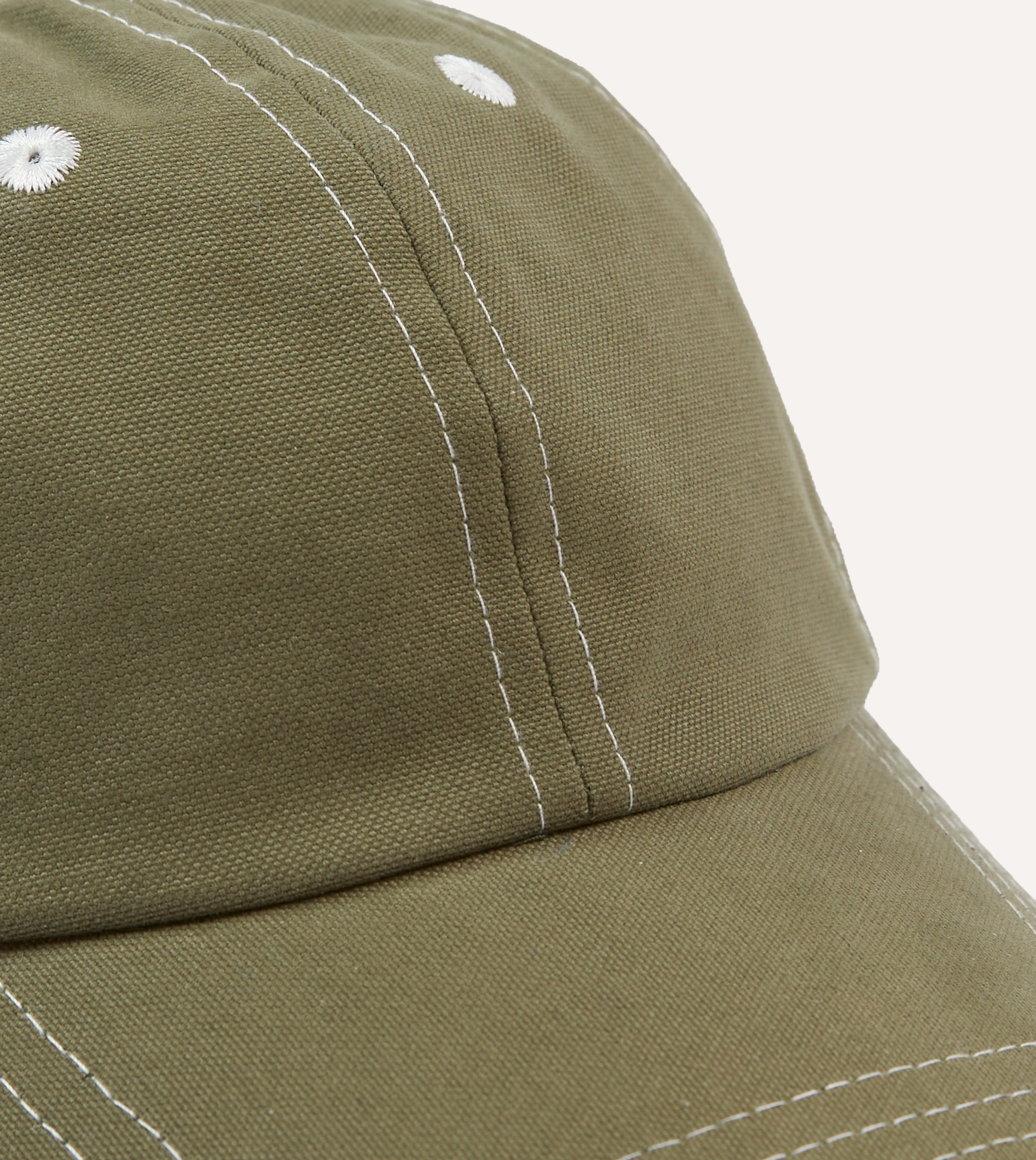 Green Cotton Contrast Stitch Baseball Cap
