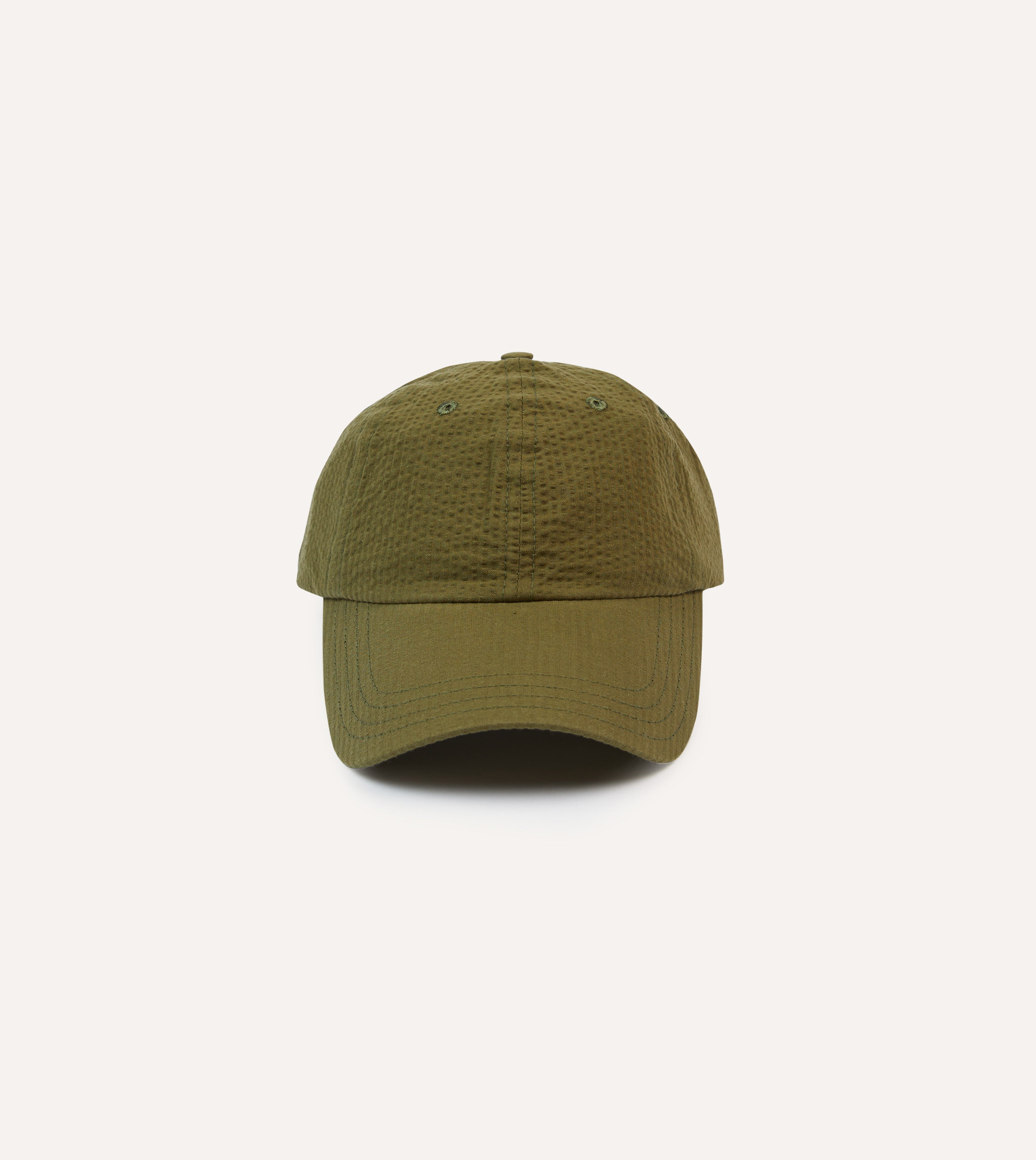 Green Seersucker Cotton Baseball Cap