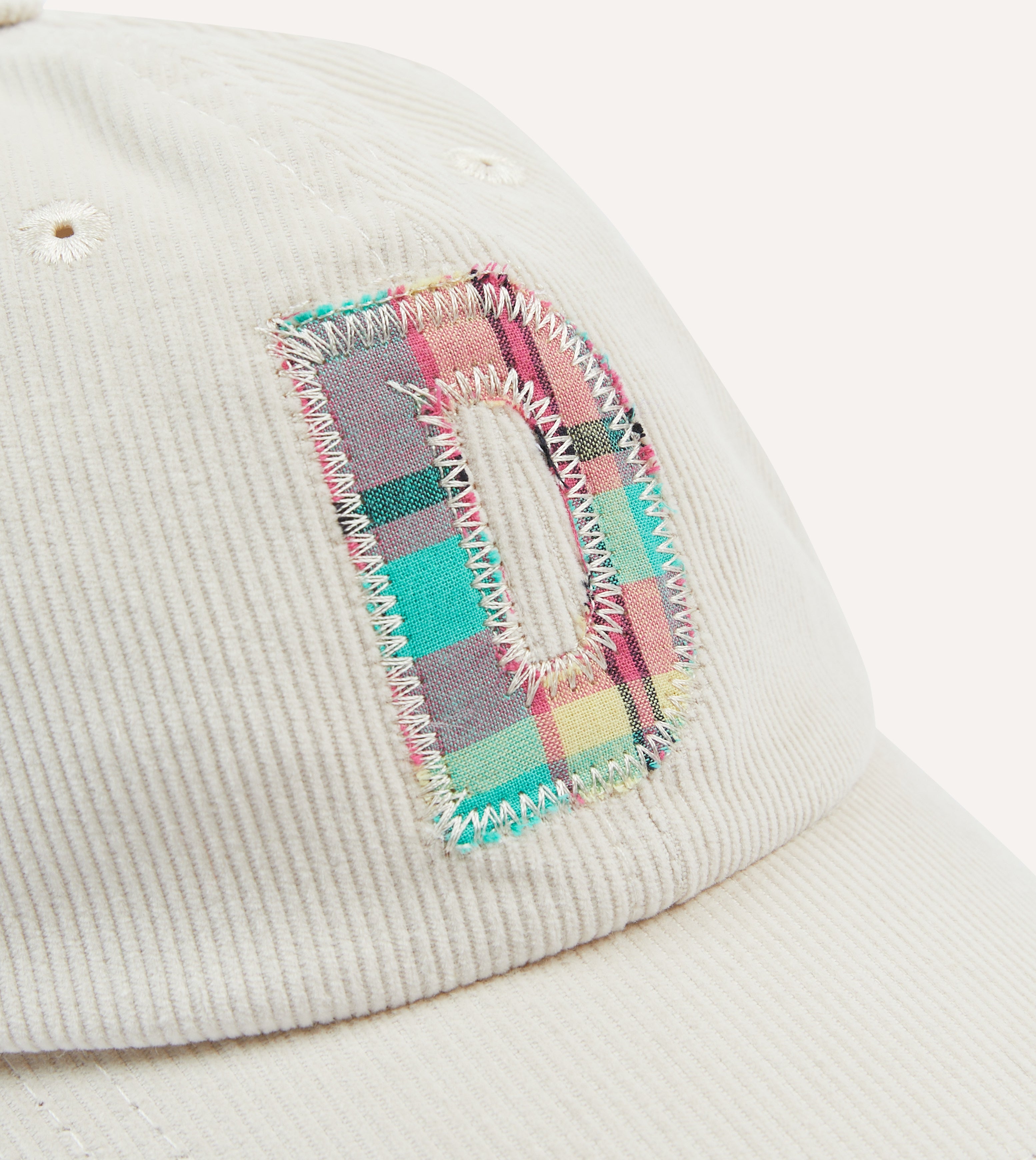 Ecru 'D' Appliqué Cotton Baseball Cap