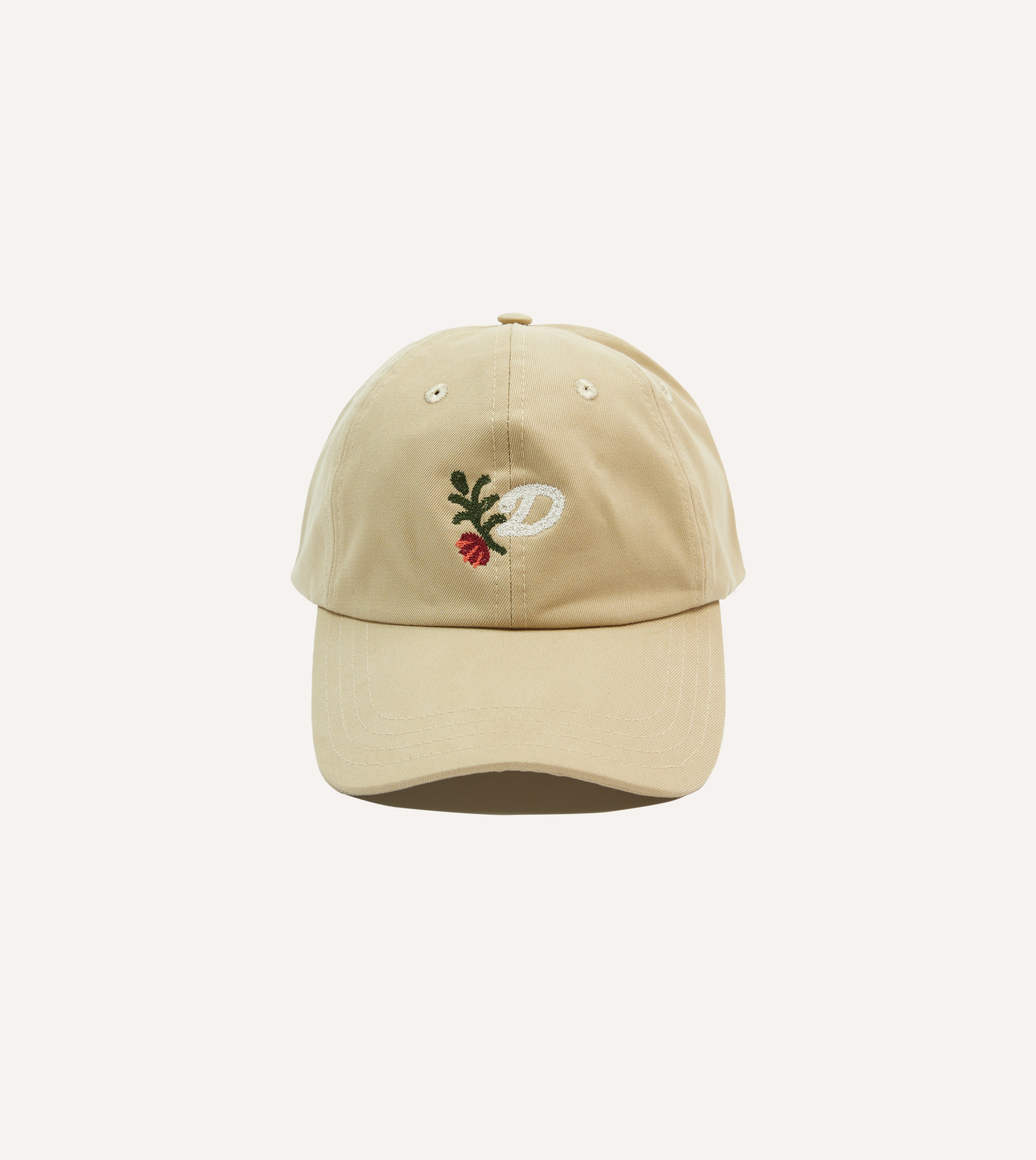 ‘D’ Flower Emblem Cotton Twill Baseball Cap