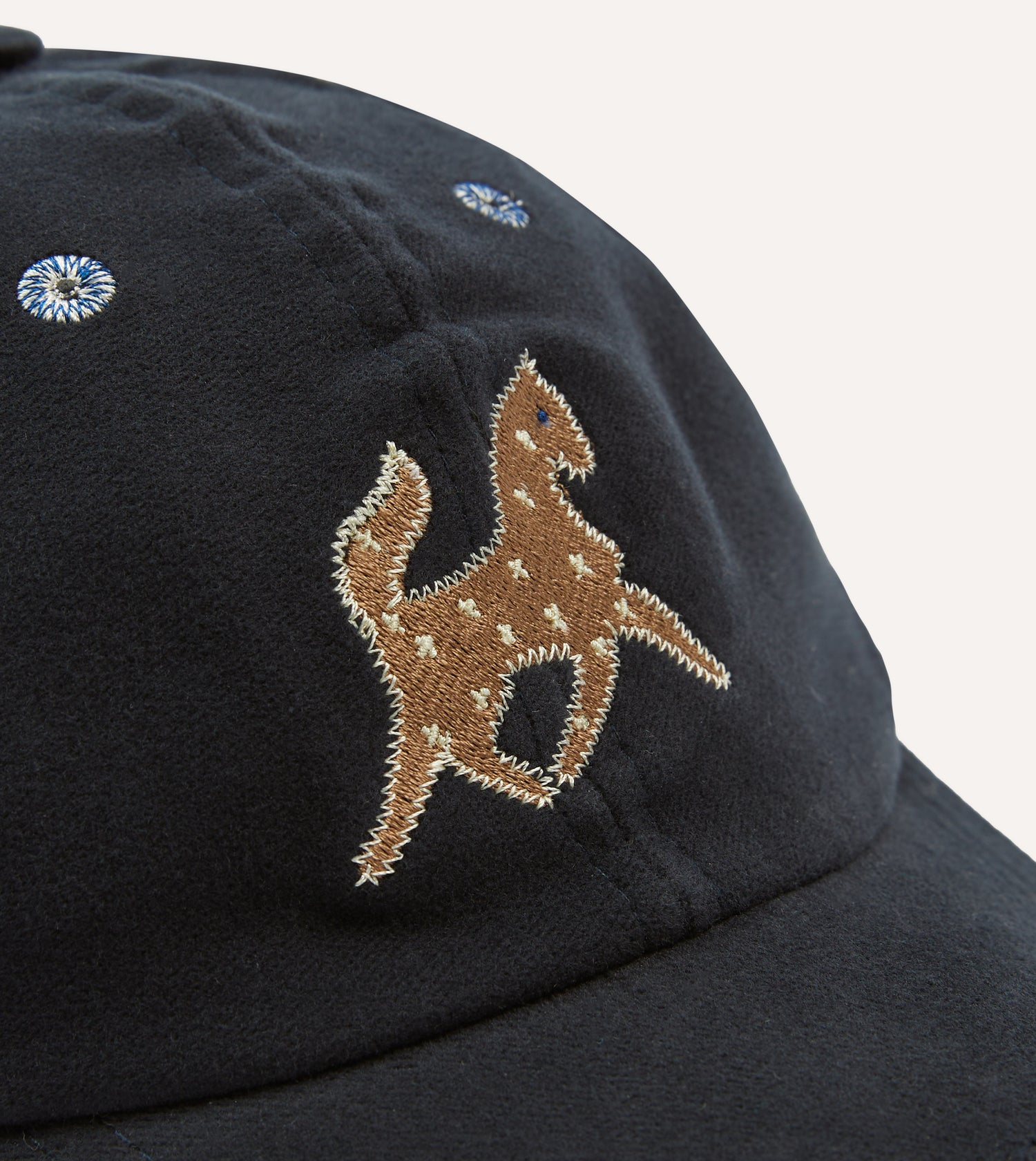 Navy Horse Emblem Moleskin Baseball Cap