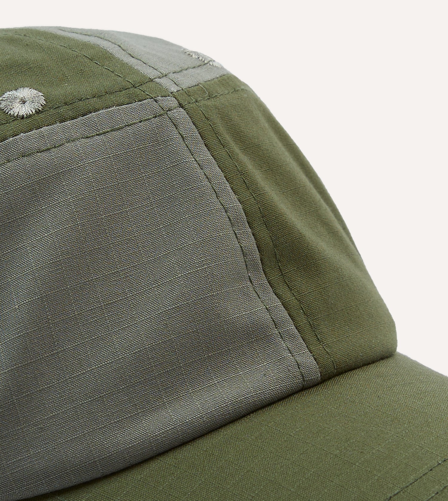 Green Ripstop Cotton Patchwork Baseball Cap