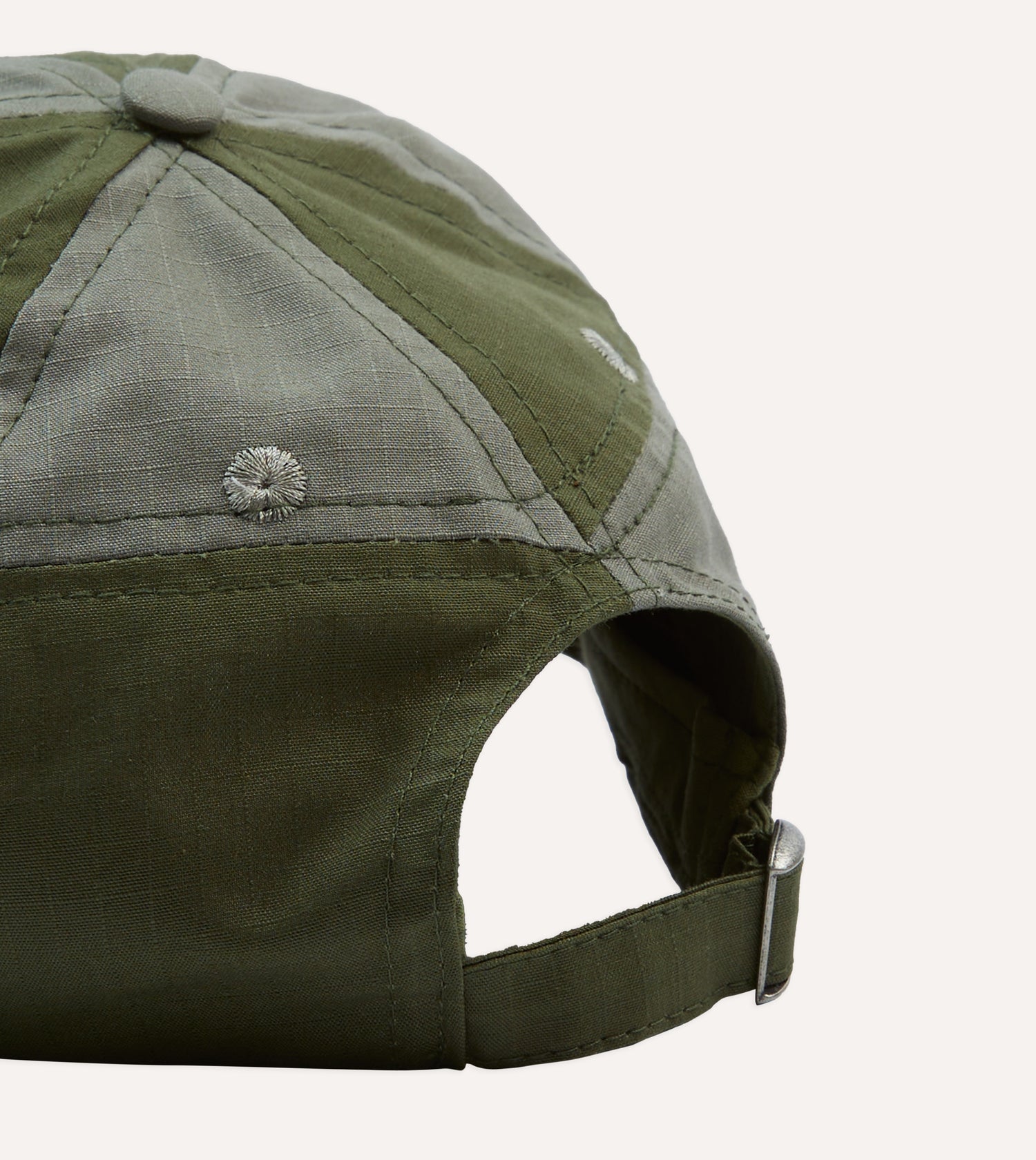 Green Ripstop Cotton Patchwork Baseball Cap