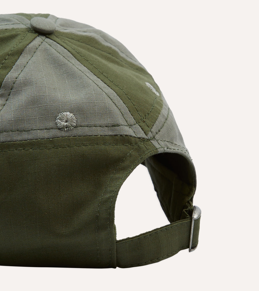 Green Ripstop Cotton Patchwork Baseball Cap
