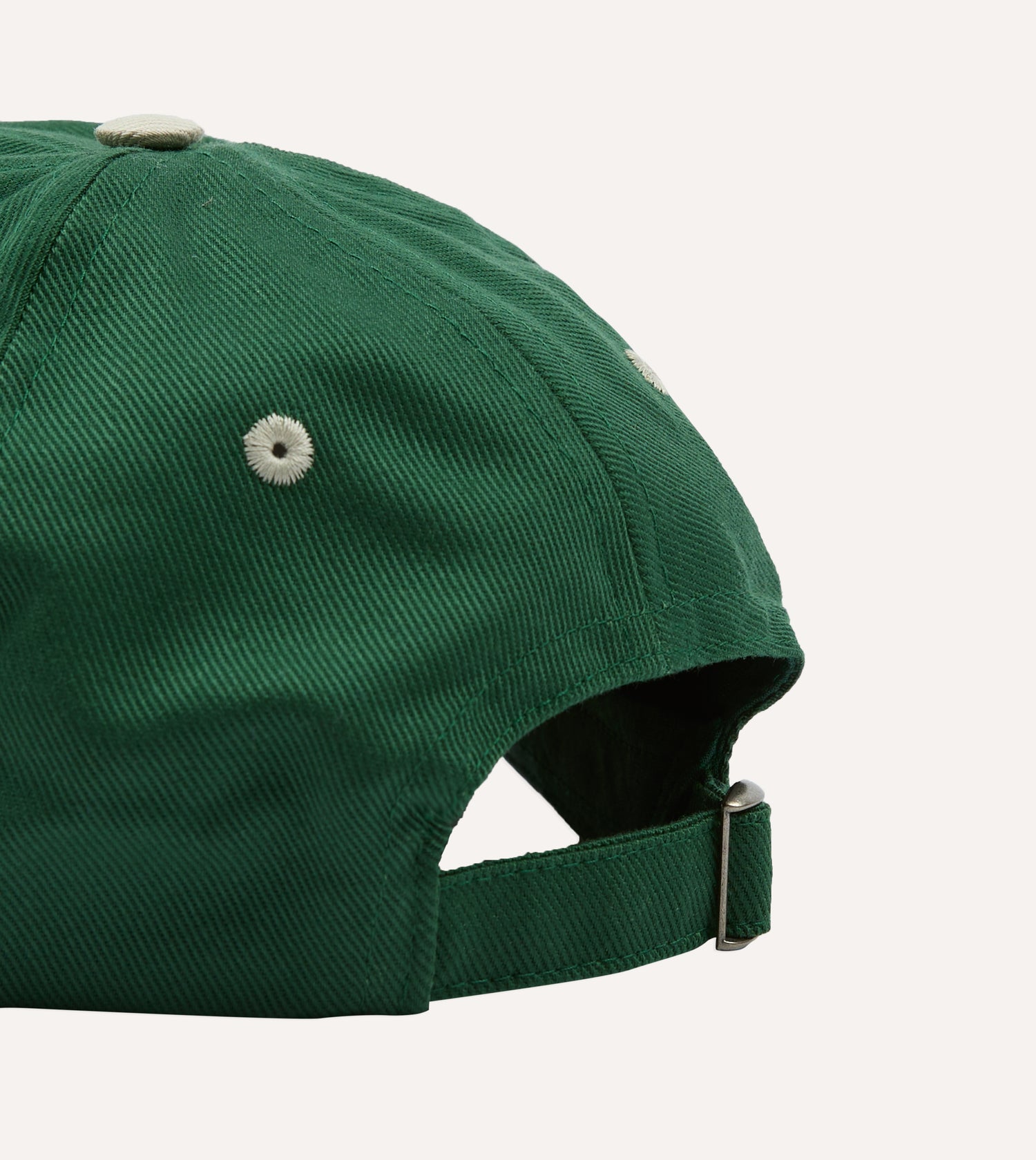 Green and Ecru 'Charivari' Cotton Twill Baseball Cap