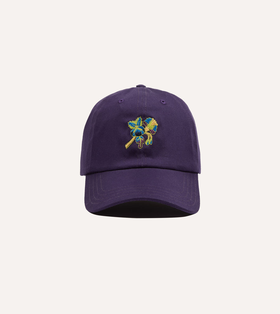 Purple 'Psycha Flower' Cotton Twill Baseball Cap
